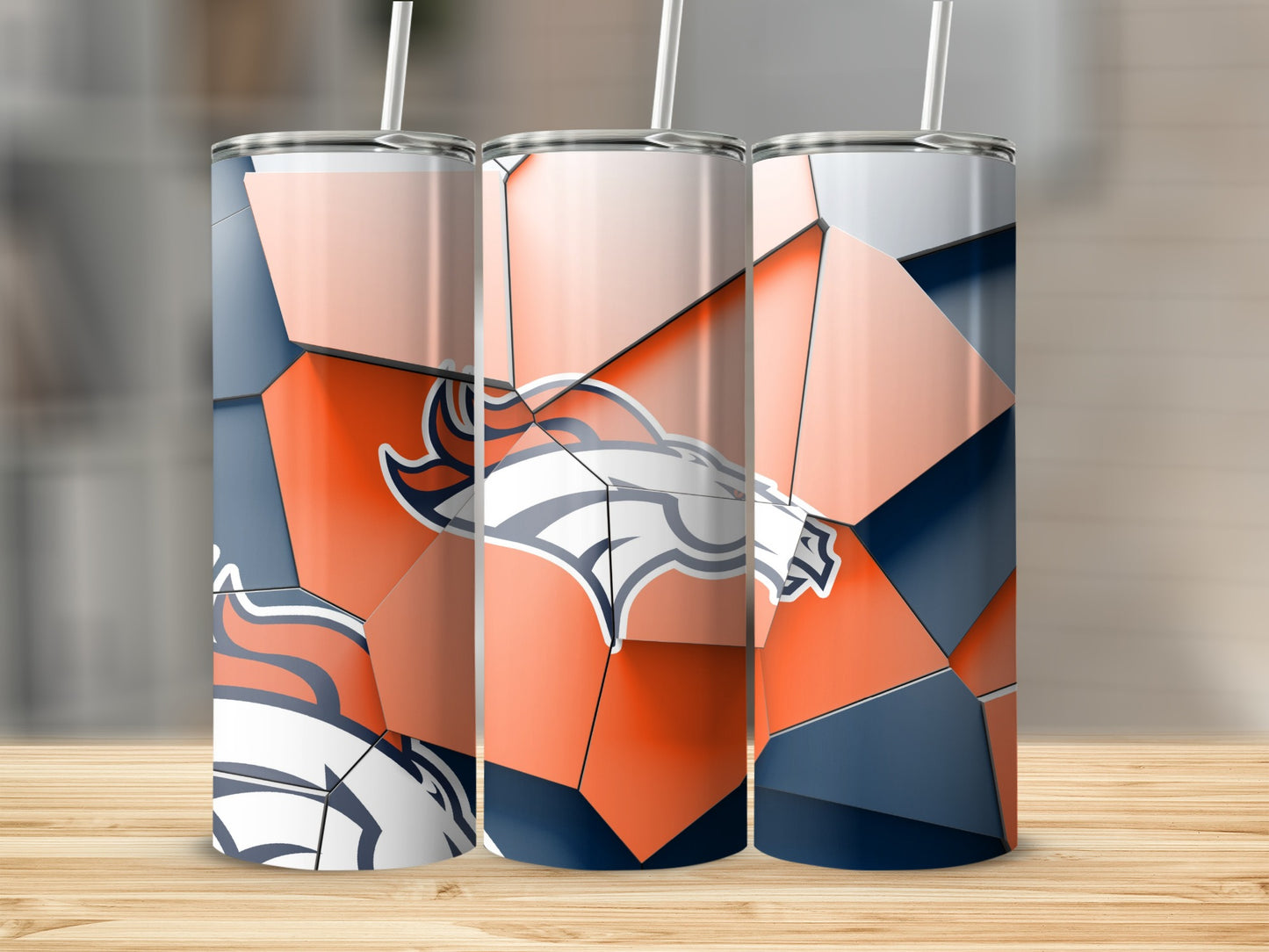 Denver Broncos Logo Shattered Effect Graphic Design Tumblers