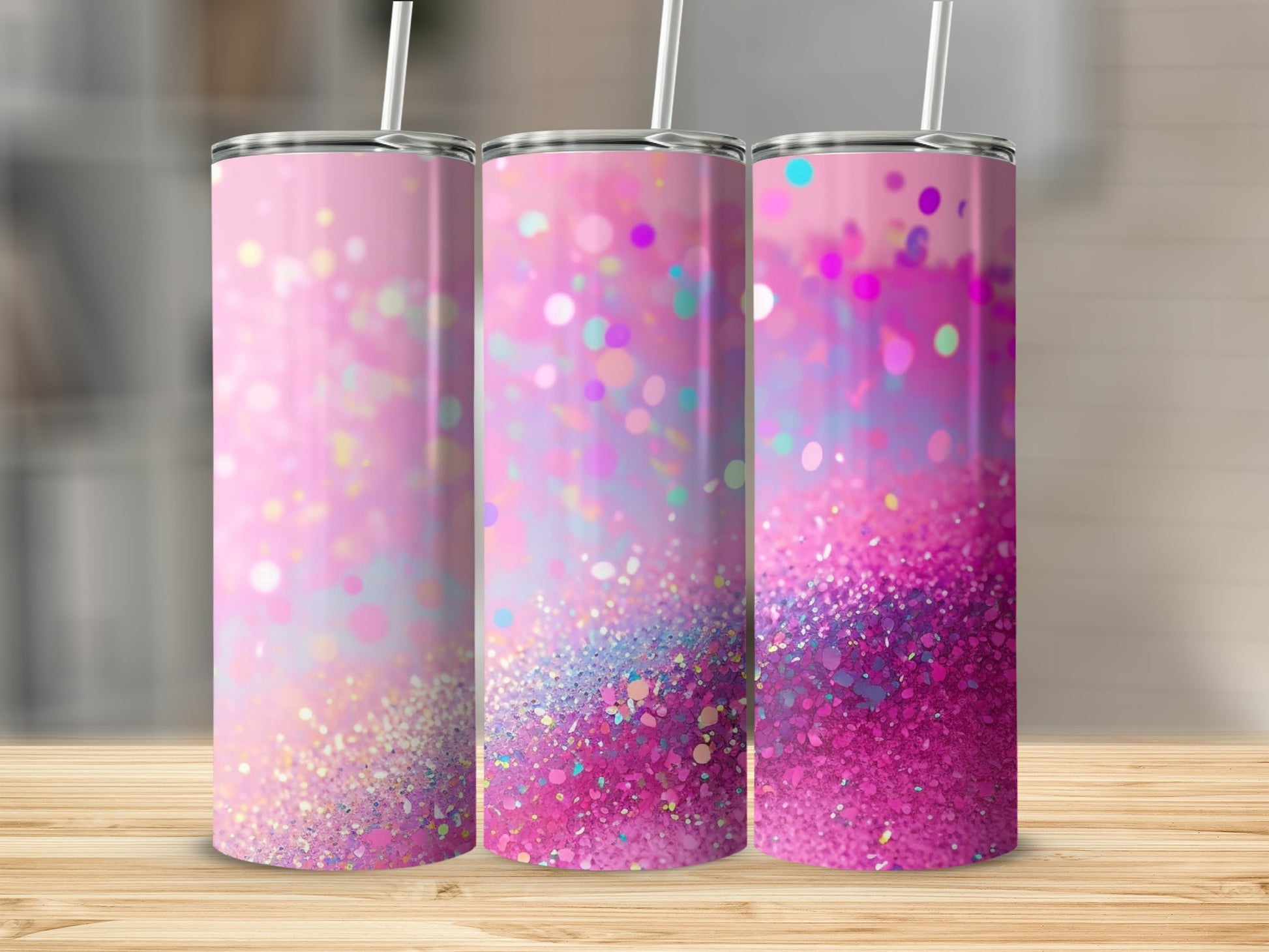 Glittery Pink Gradient Design Tumbler