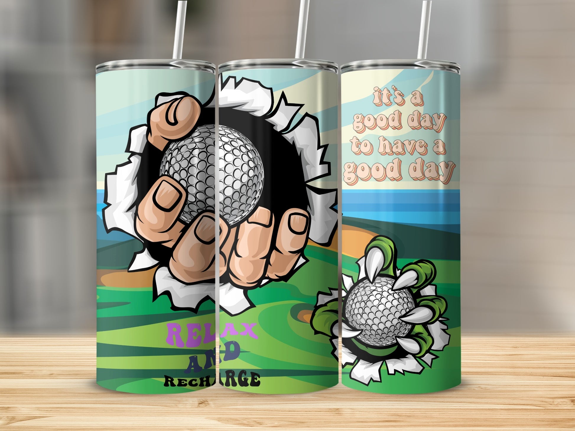 Golf Themed Drinkware Relax and Recharge Tumbler