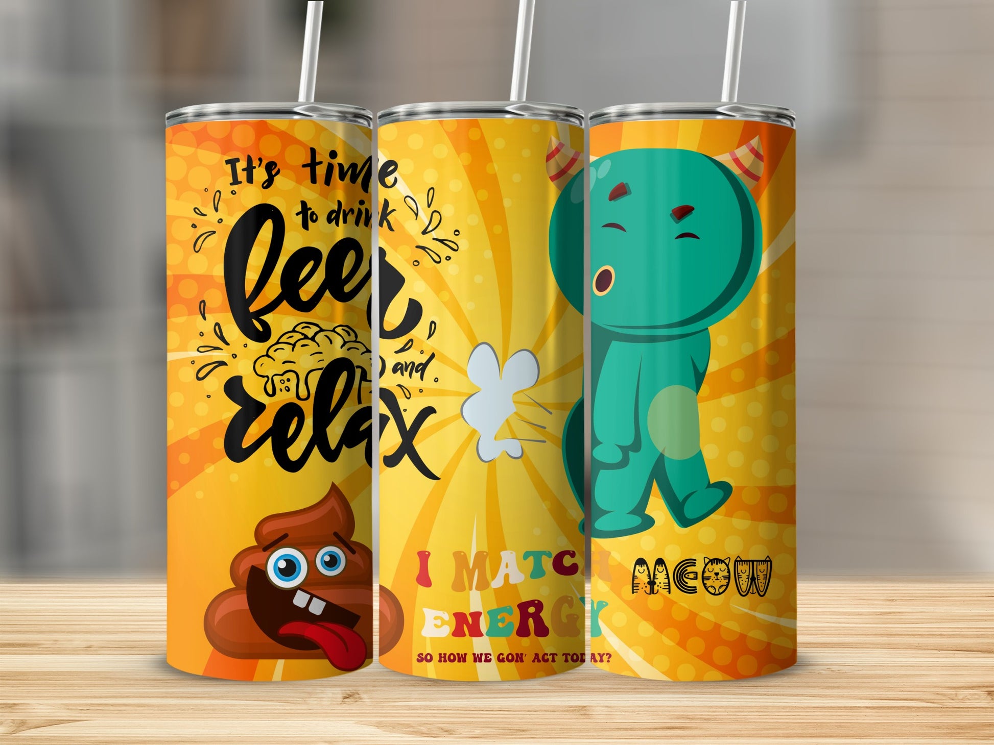 Funny Cartoon Graphic Insulated Tumblers for Drinks