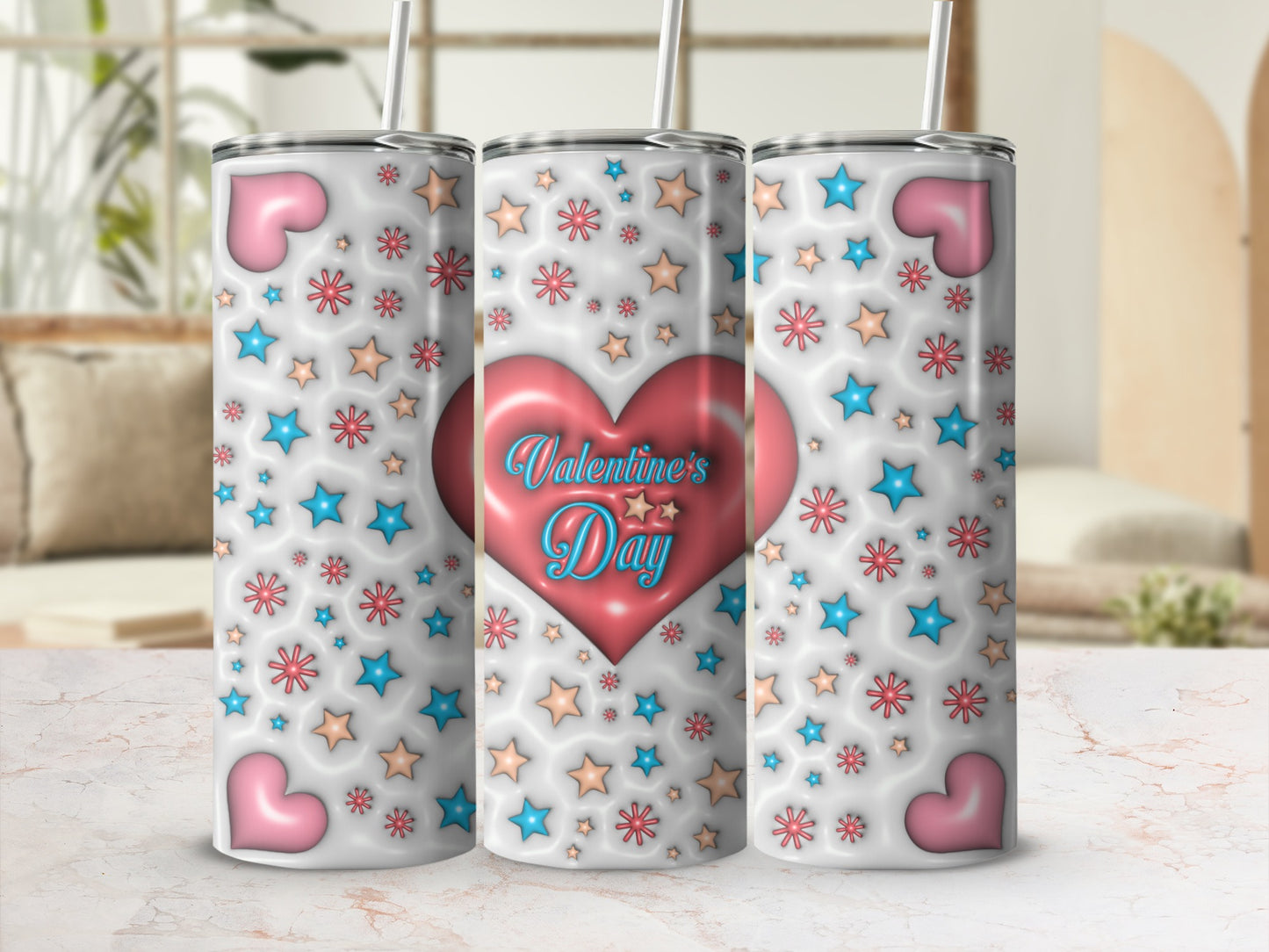 Valentine's Day Hearts and Stars Tumbler Product