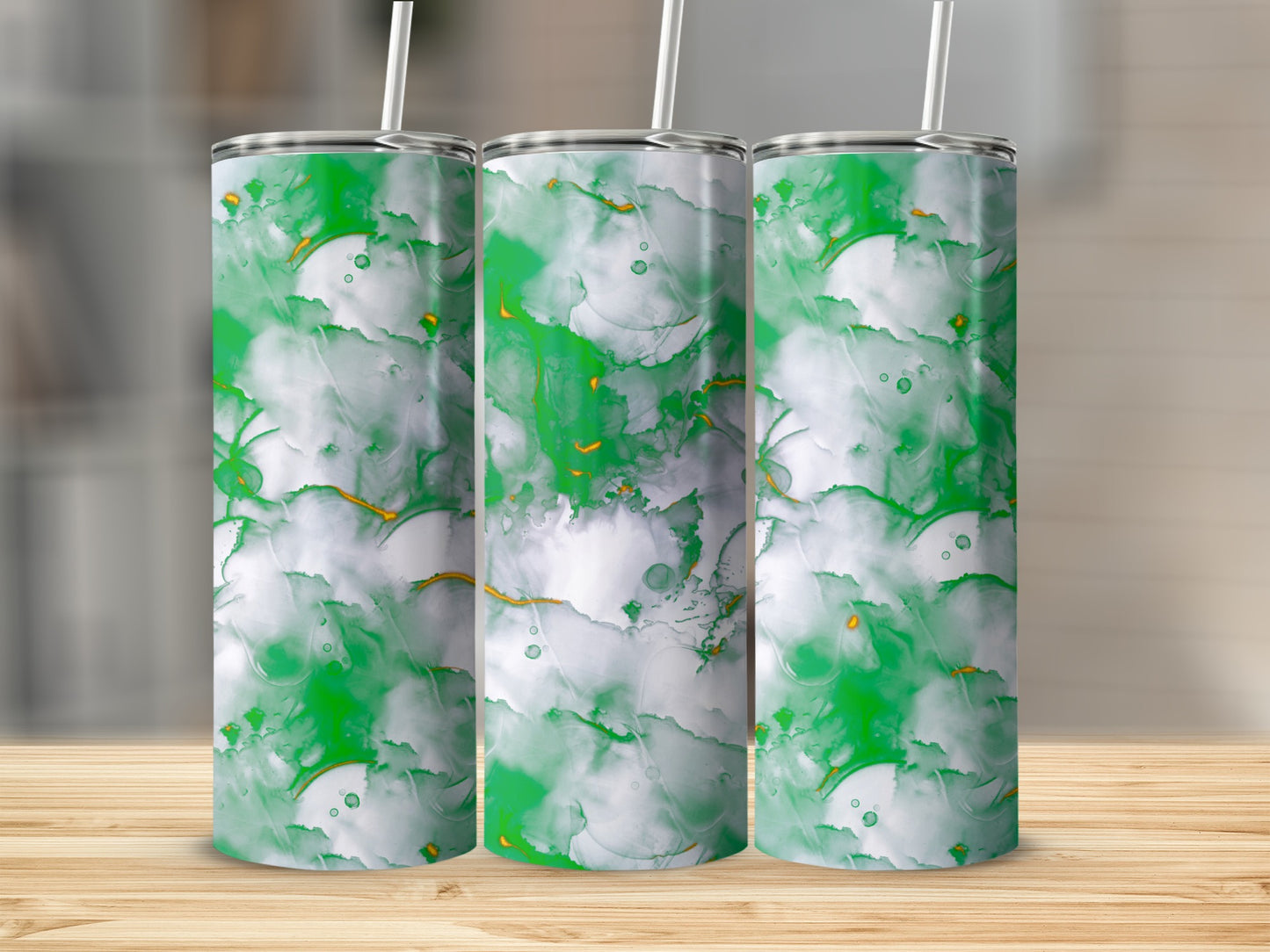 Green Gold Swirls Abstract Design For Your Drinkware Tumblers