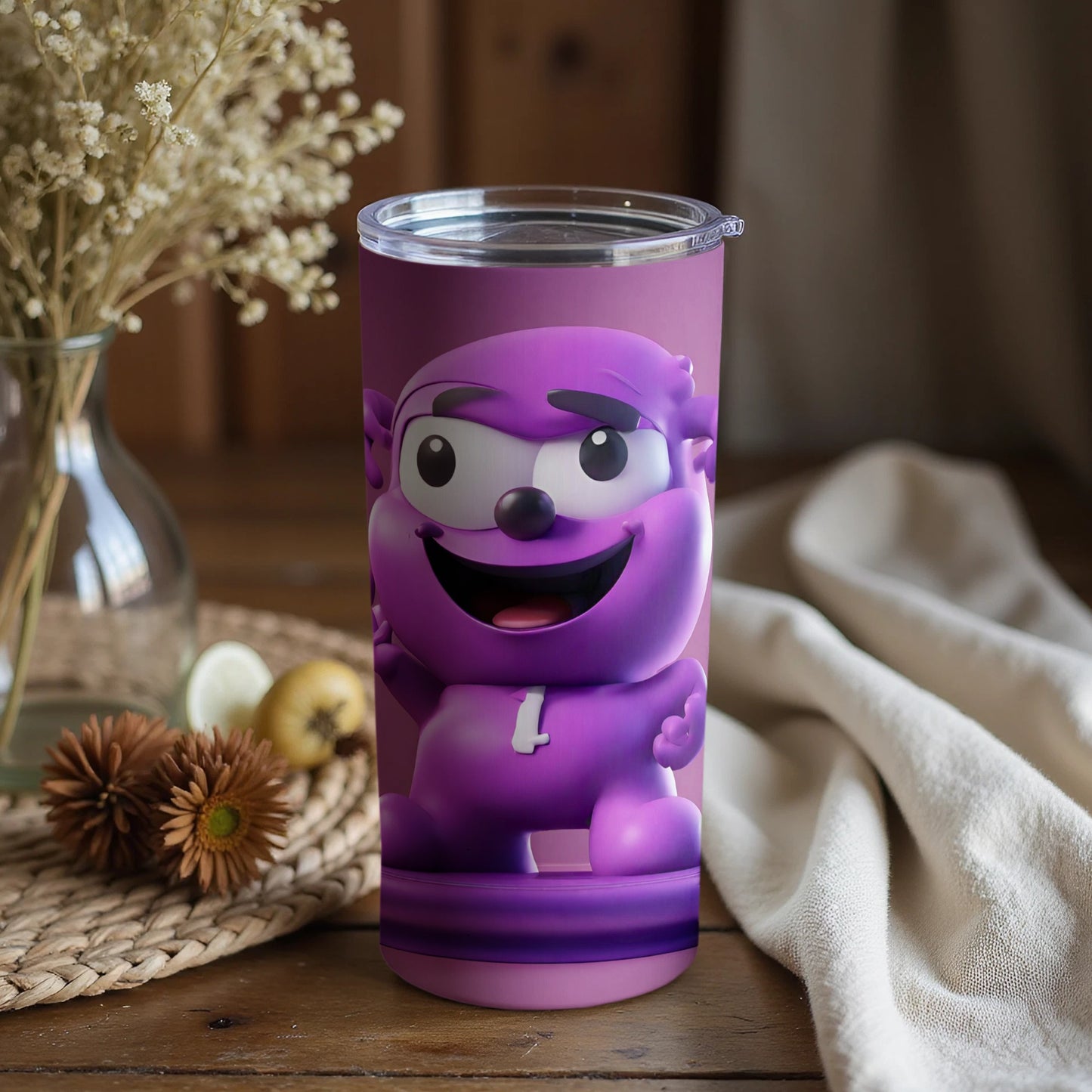 Adorable Purple Character Insulated Tumbler Cup