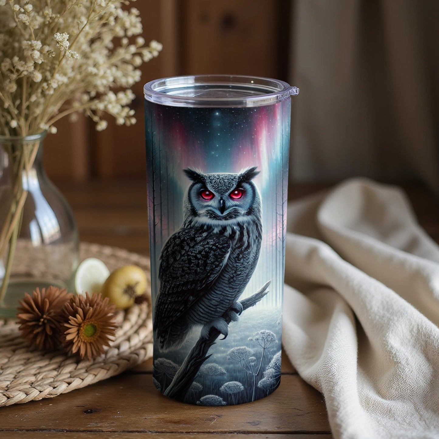 Enchanting Night Owl with Red Eyes Tumbler