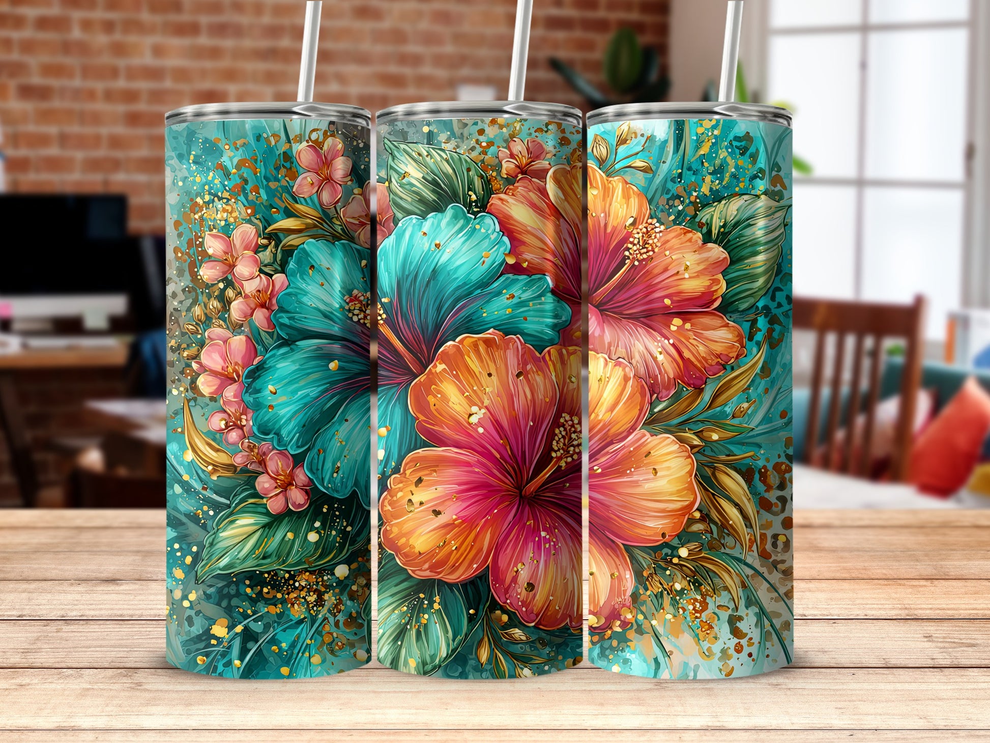 Vibrant Floral Design Colorful Insulated Tumbler