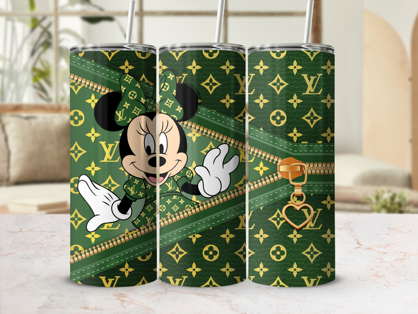 Minnie Mouse Green Pattern Stainless Steel Tumbler