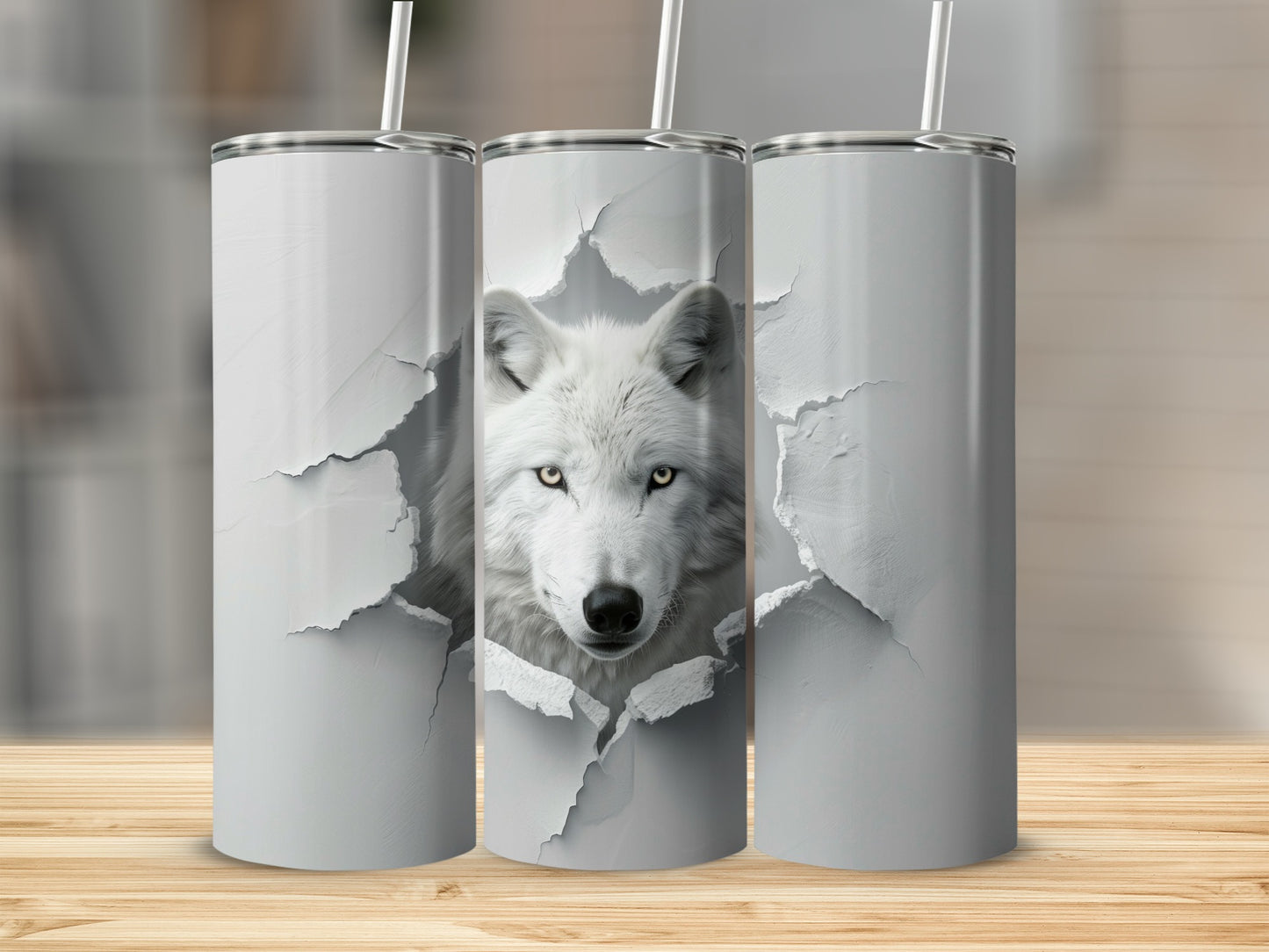 Majestic White Wolf Torn Paper Design Tumbler product type