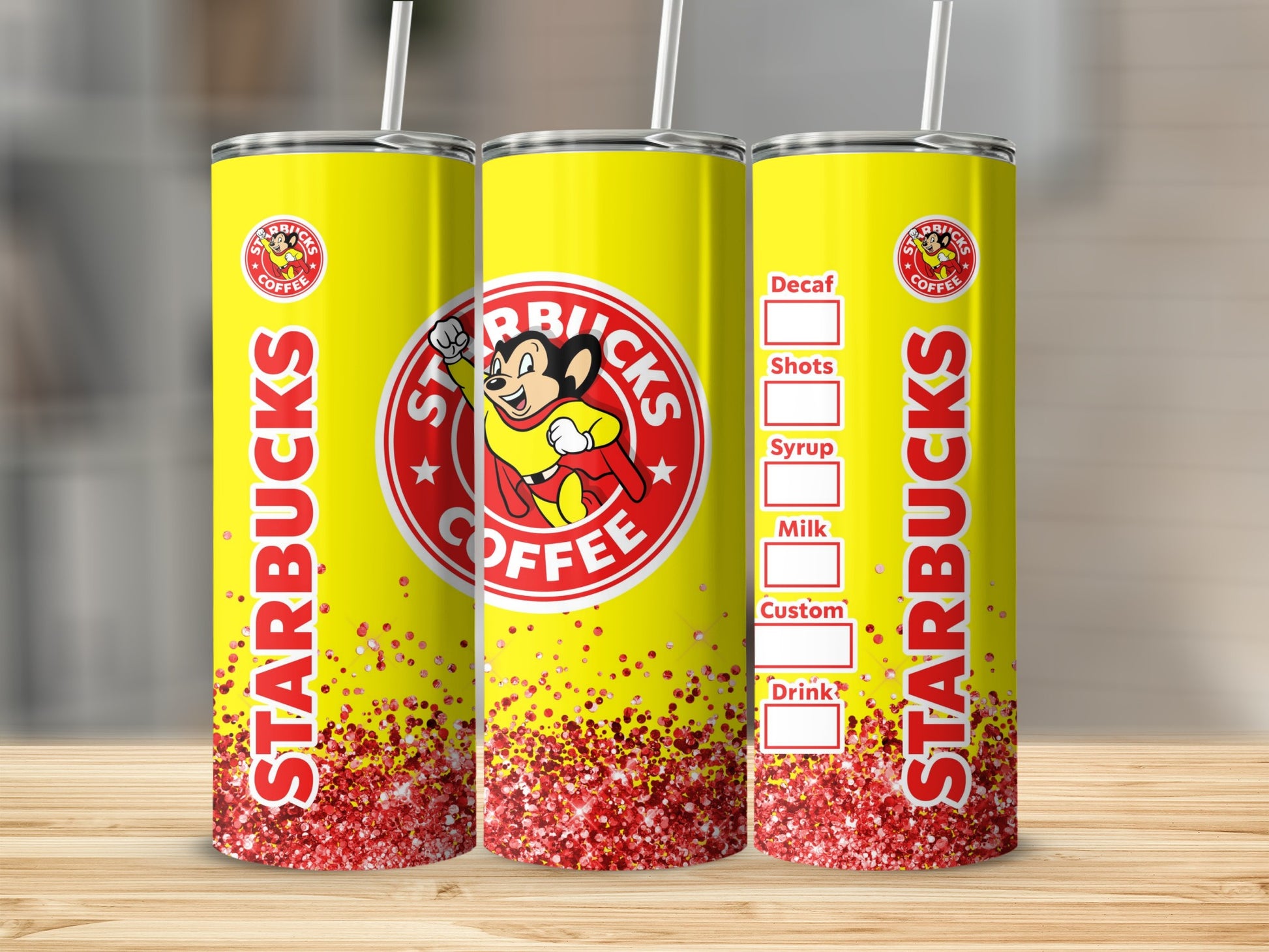 Starbucks Coffee Yellow and Red Customizable Tumbler