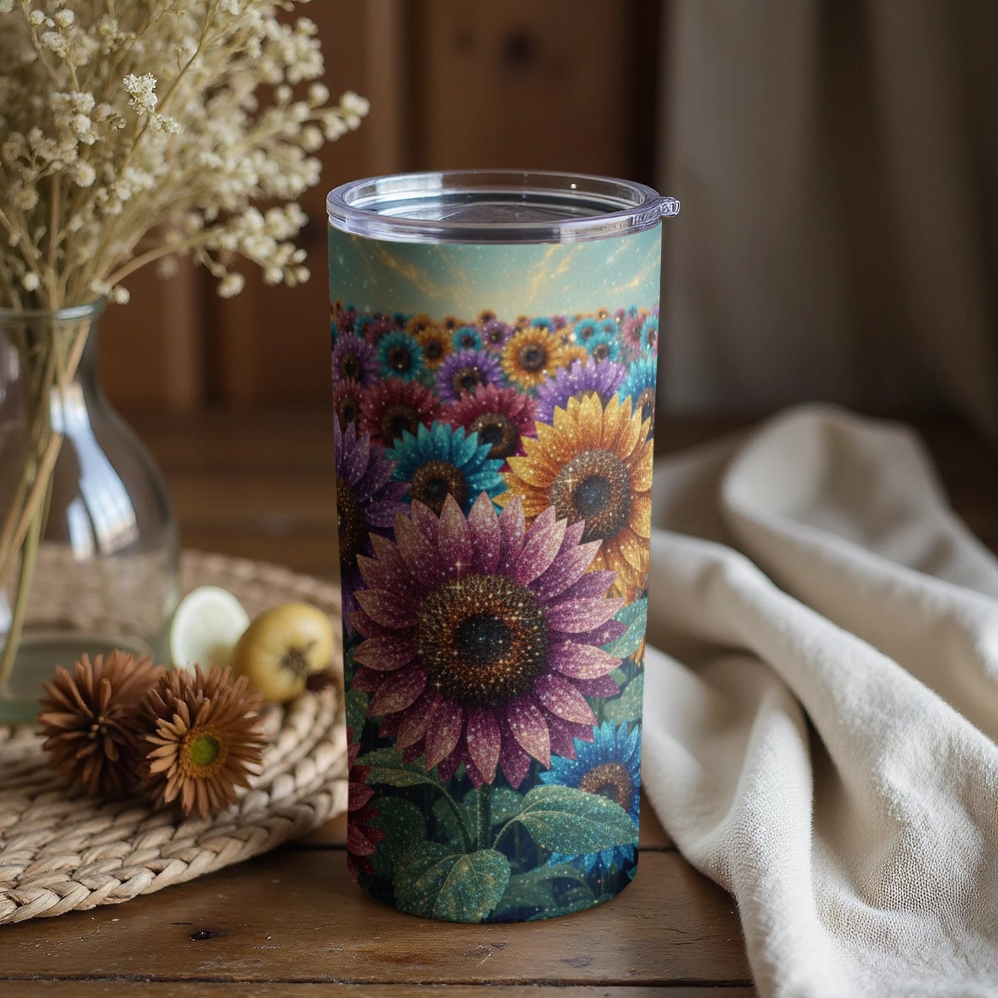 Colorful Sunflower Patterned Insulated Tumbler Product
