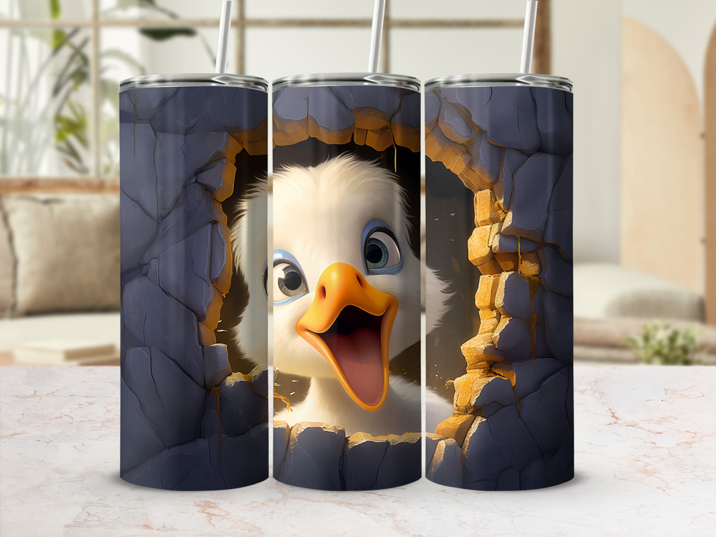 Cartoon Duckling Big Eyes Broken Golden Wall Tumbler product type