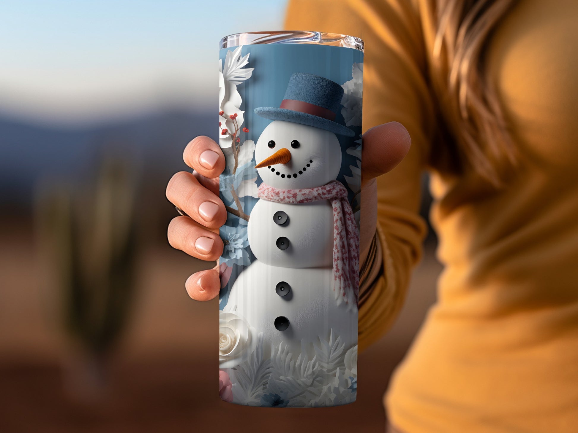 Festive Snowman With Scarf Insulated Tumbler Product