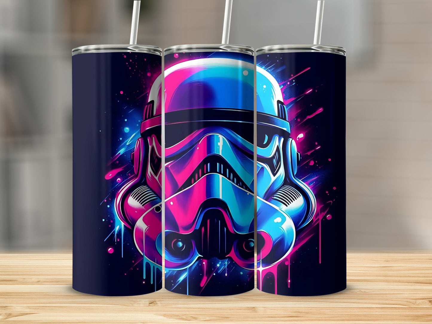 Neon Stormtrooper Helmet Vibrant Gradient Art product type