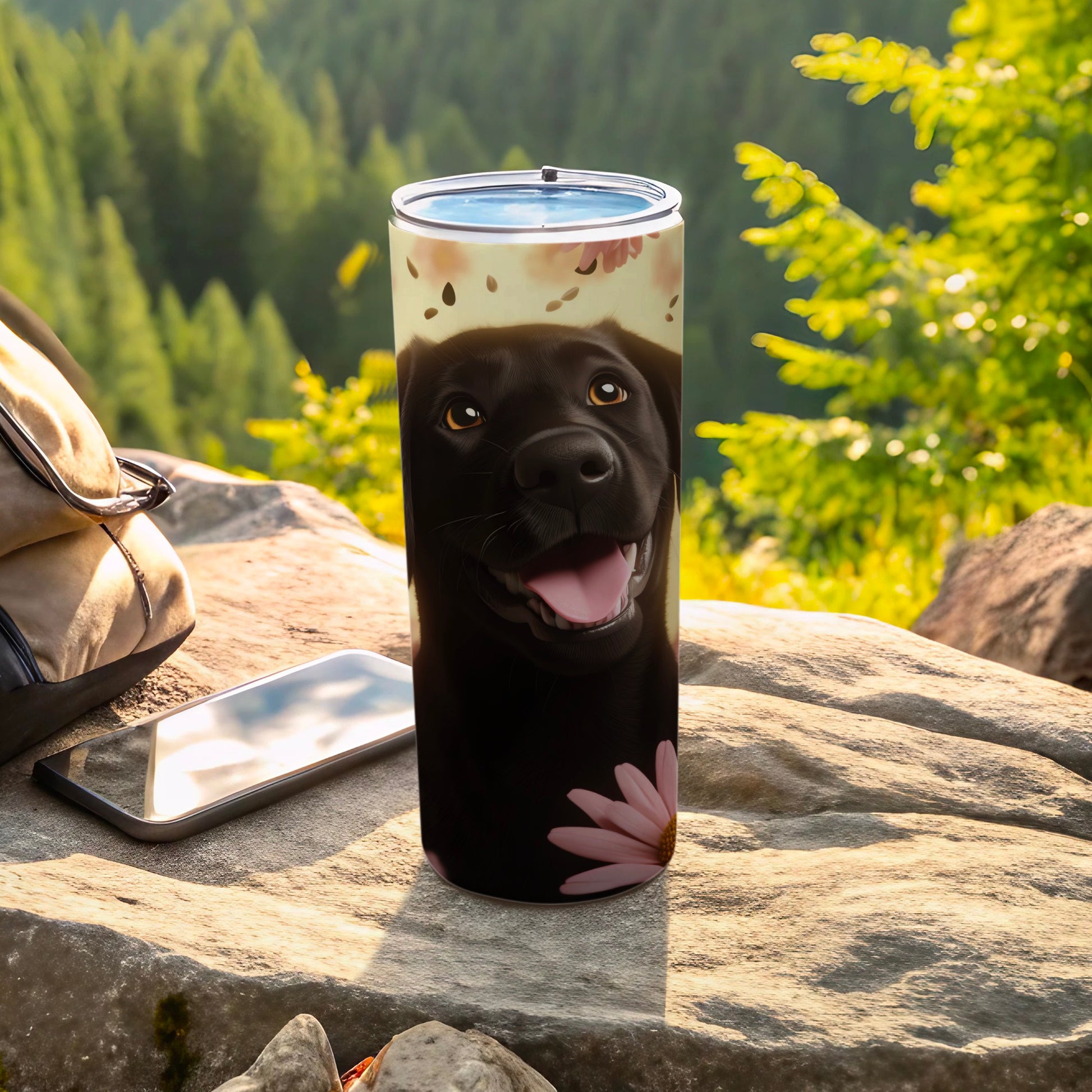 Happy Black Labrador Dog Flower Design Tumbler product type