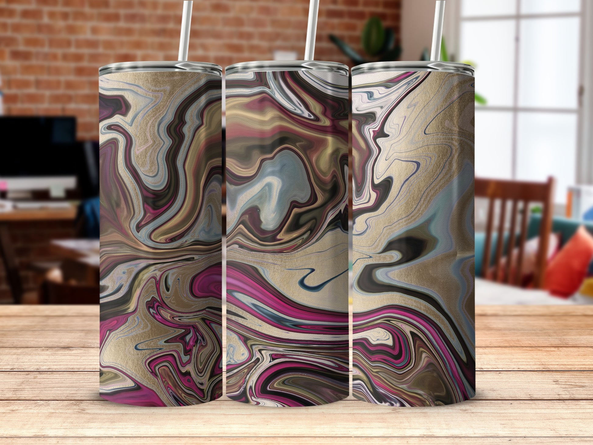 Artistic Abstract Swirl Design Tumbler Product
