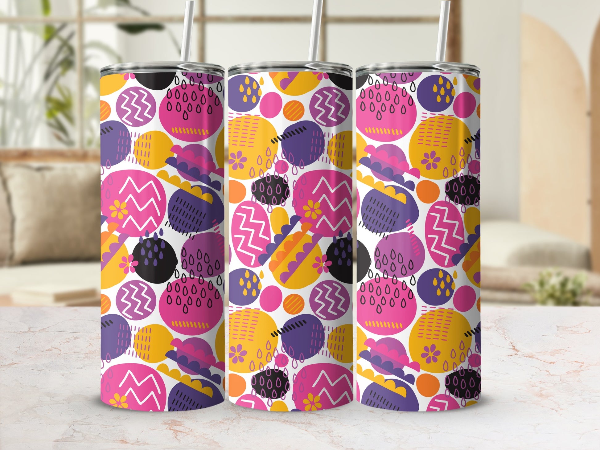 Colorful Patterned Insulated Tumblers for Drinks
