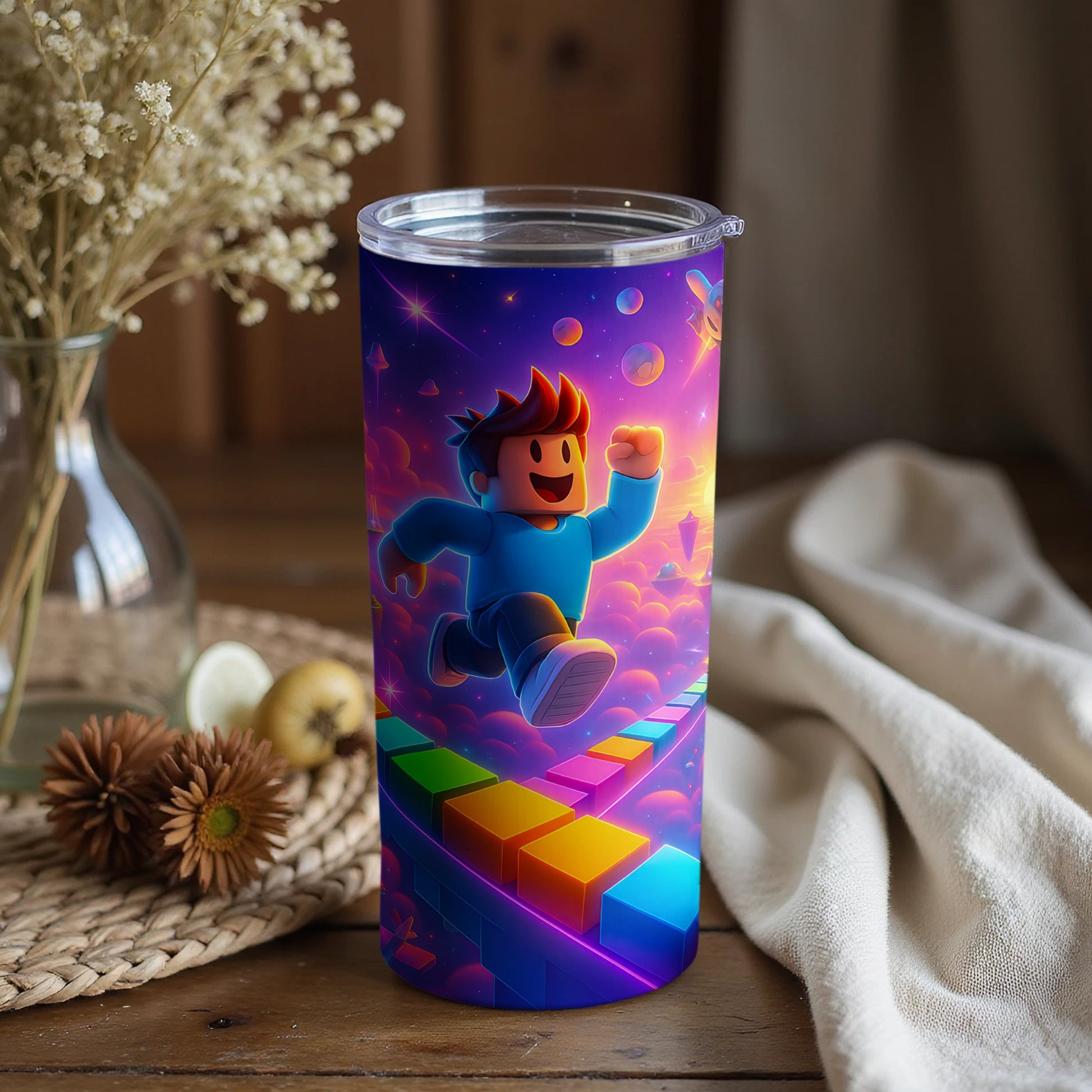 Colorful Gaming Adventure Tumbler with Fun Design