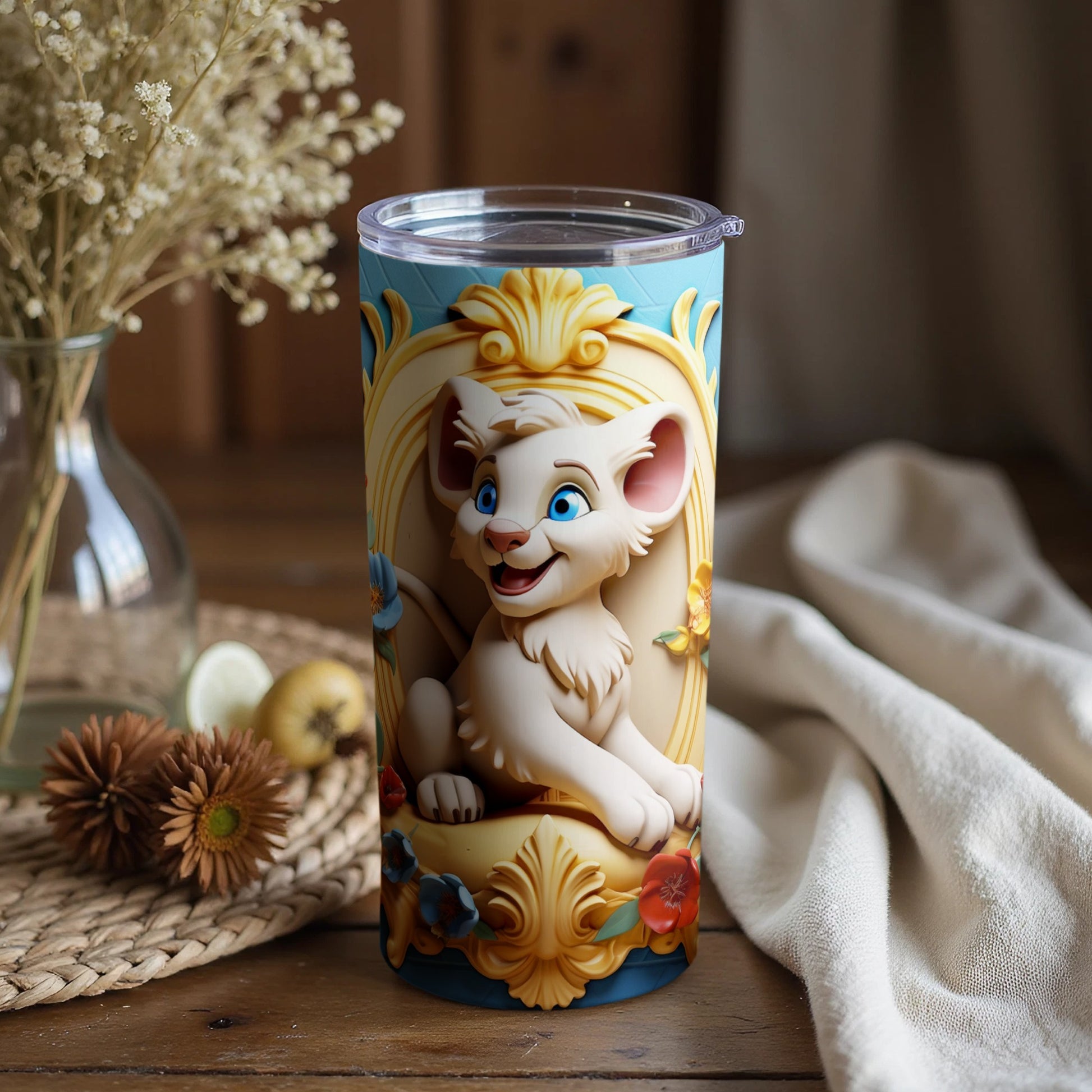 Cute Cartoon Cat Decorative Tumbler for Kids