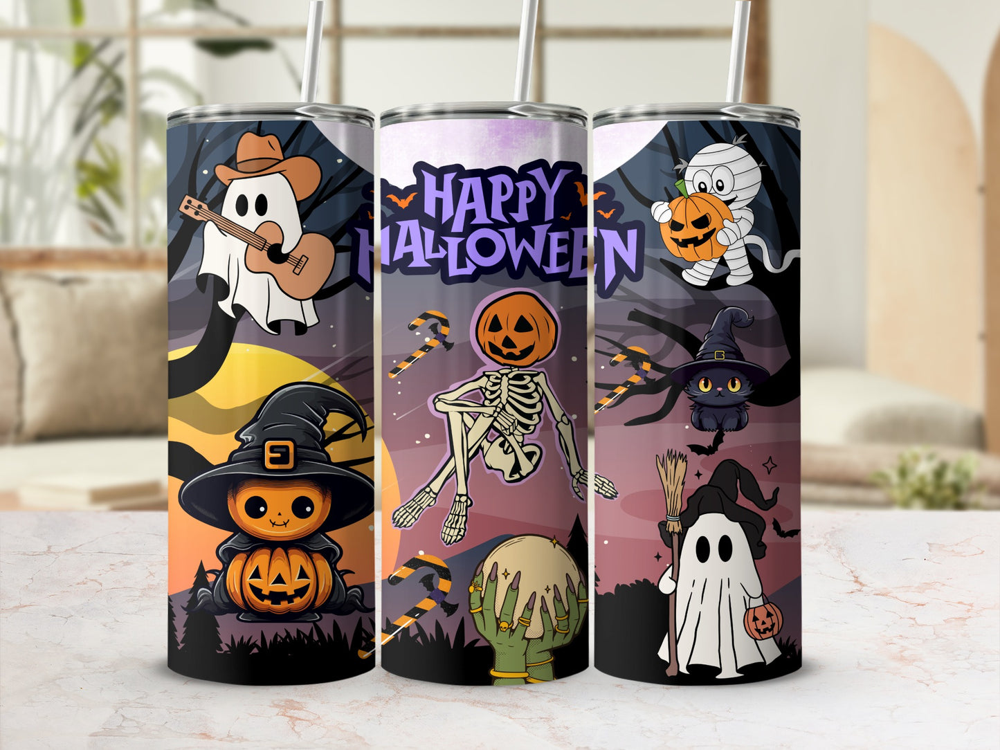 Halloween Themed Spooky Cute Characters Tumbler