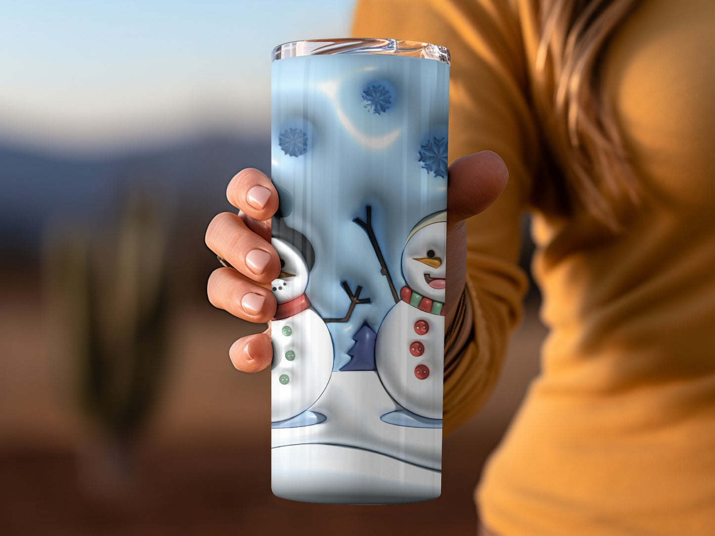 Snowman and Snowflakes Insulated Tumbler Cup