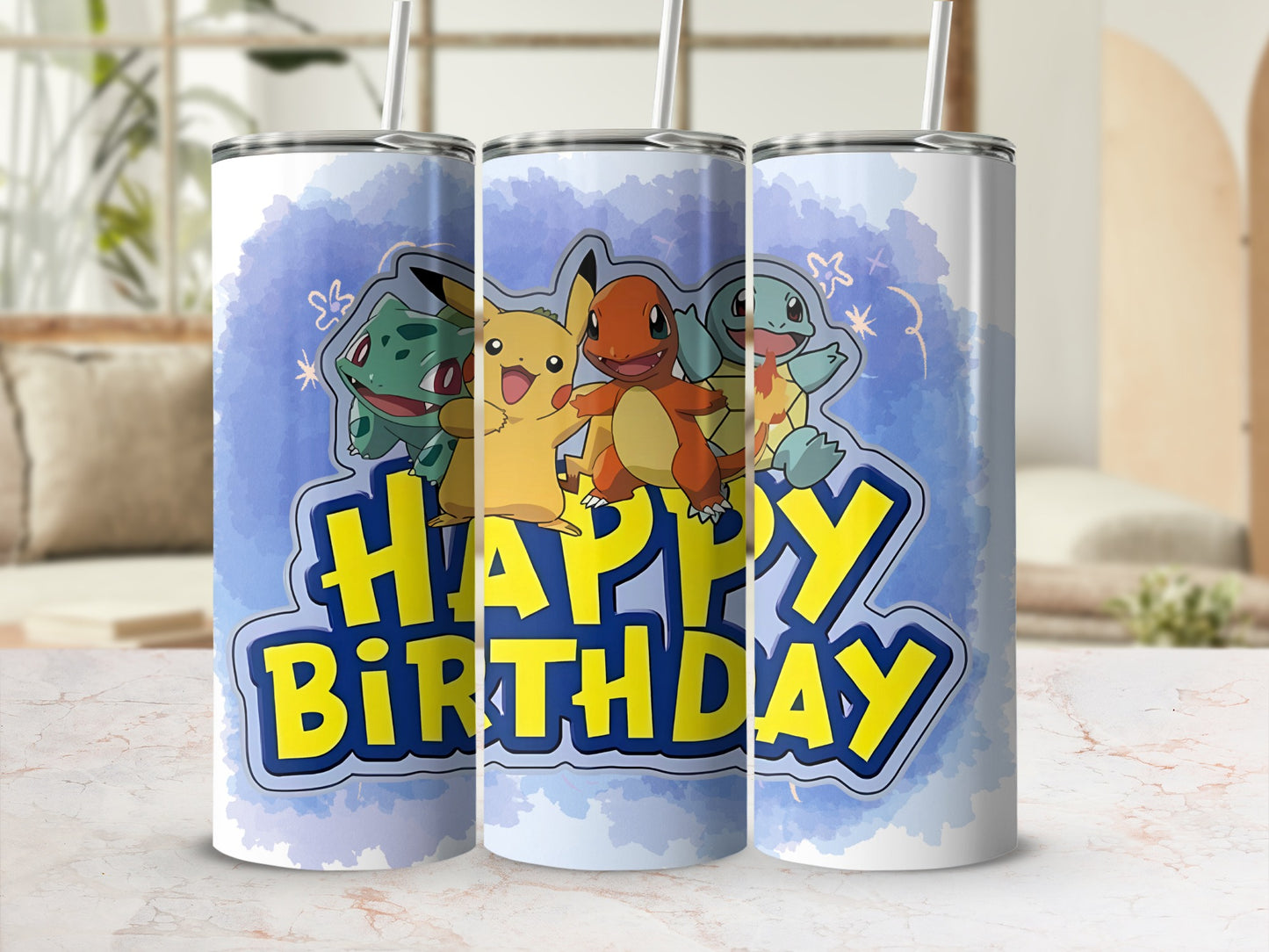 Cute Happy Birthday Drinkware for Pokémon Fans