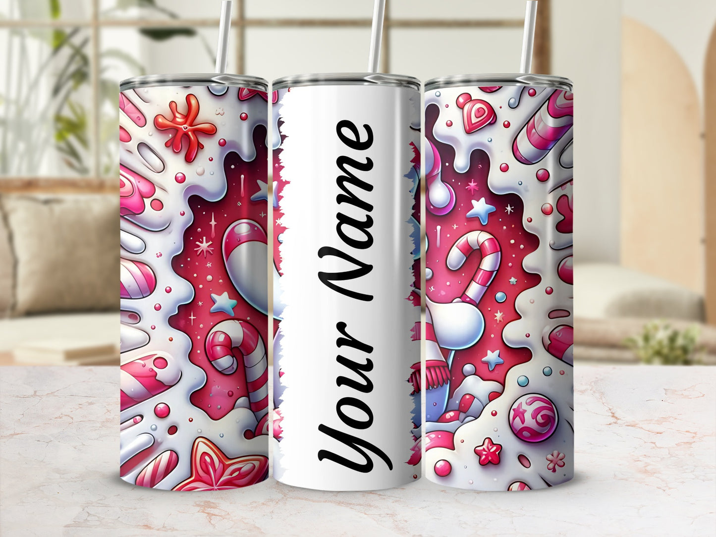 Personalized Festive Candy Design Tumbler Cup