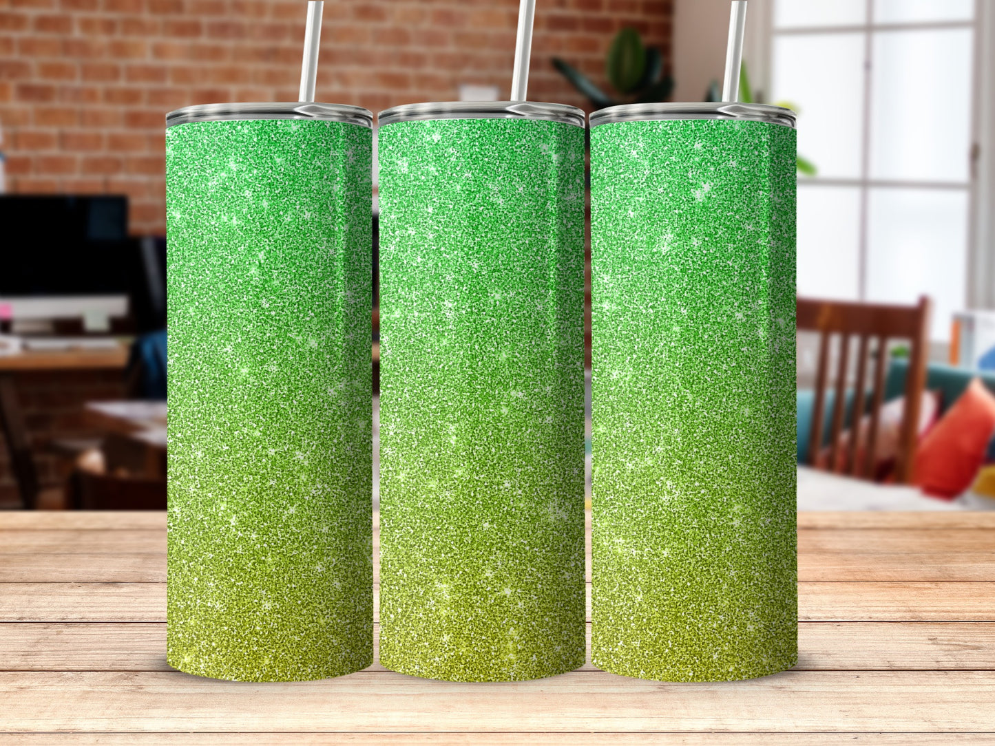 Glittery Green Ombre Patterned Tumbler Drinkware Product