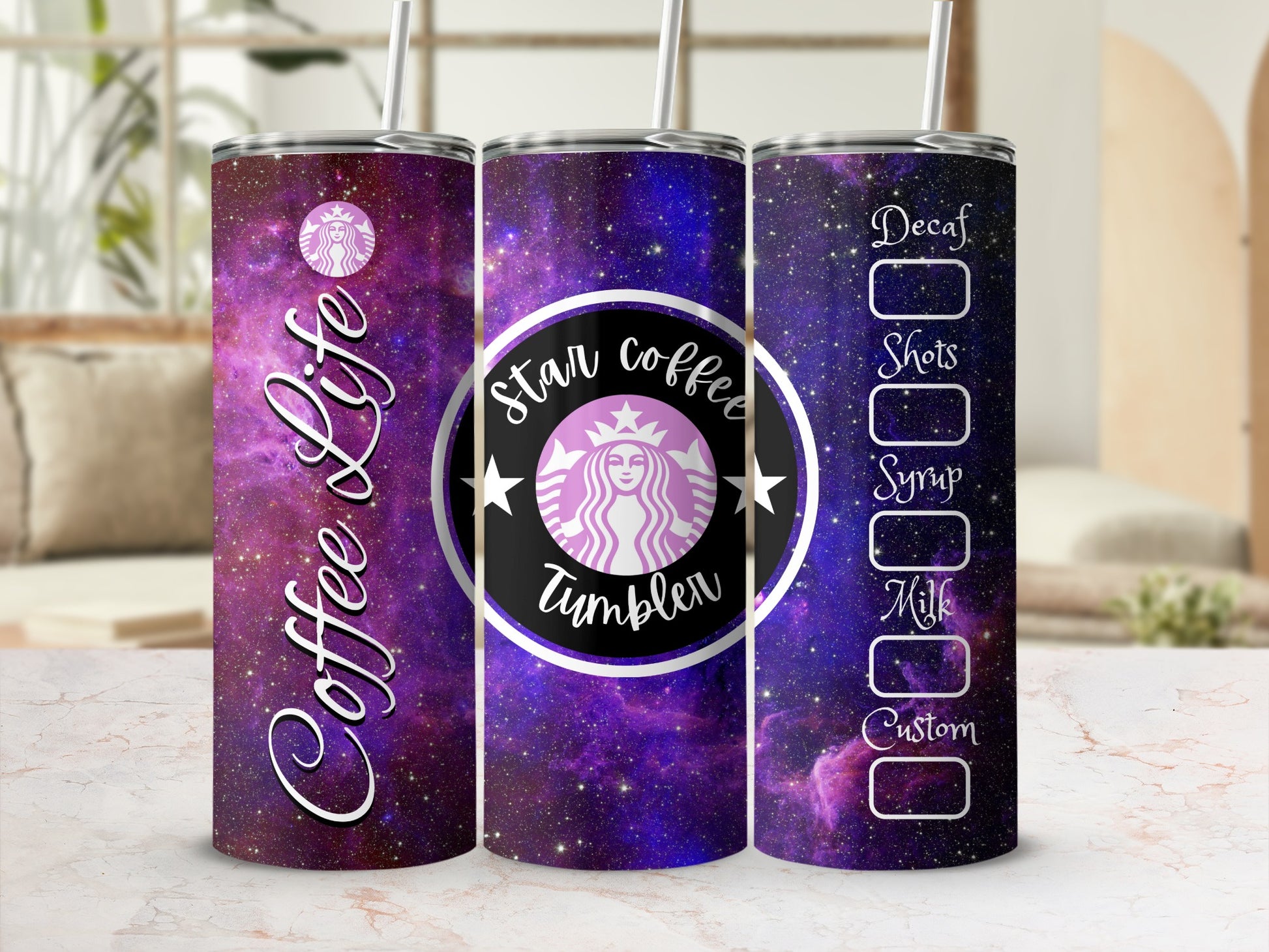 Star Coffee Life Customizable Tumbler with Straw