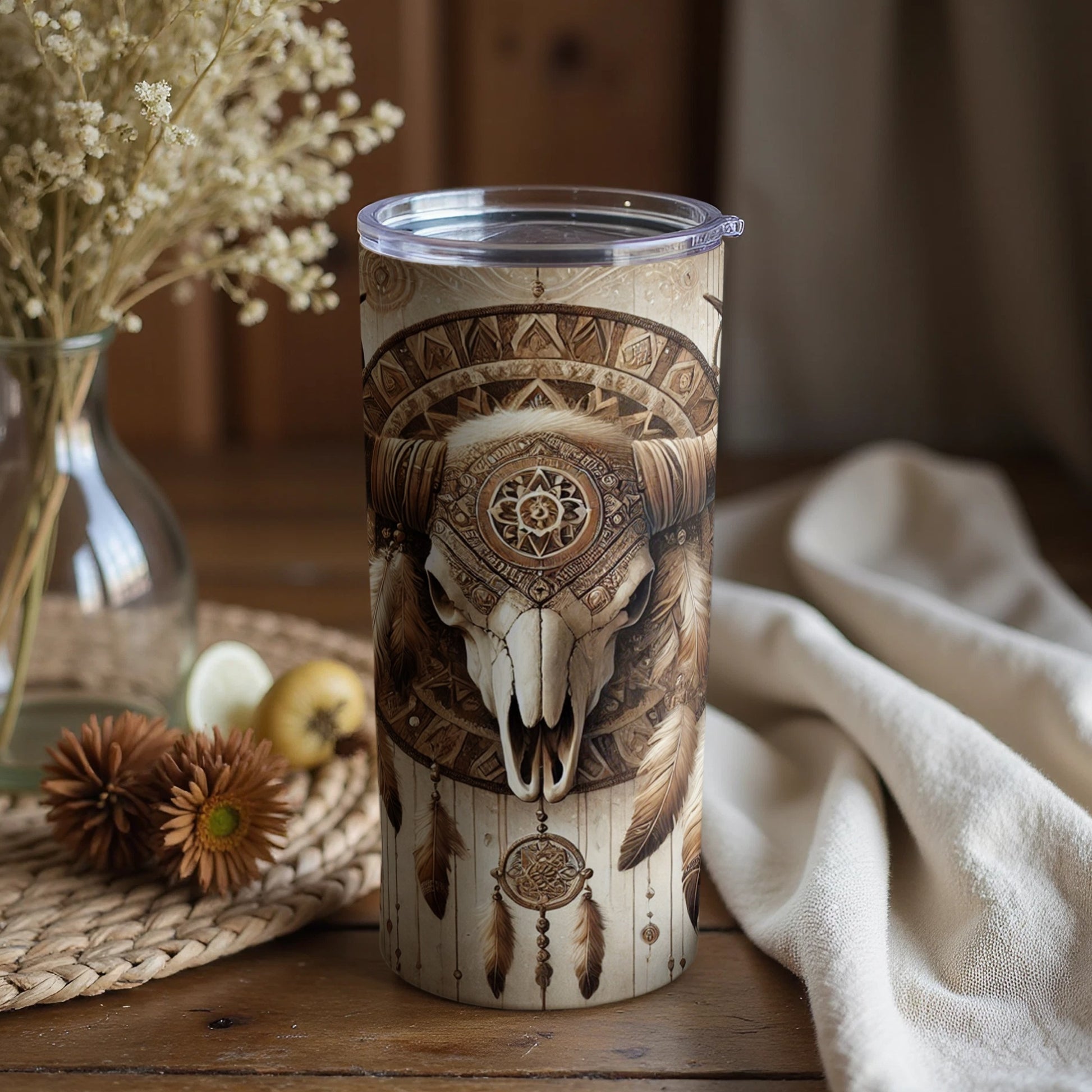 Rustic Skull Design Insulated Cup for Hot and Cold Drinks
