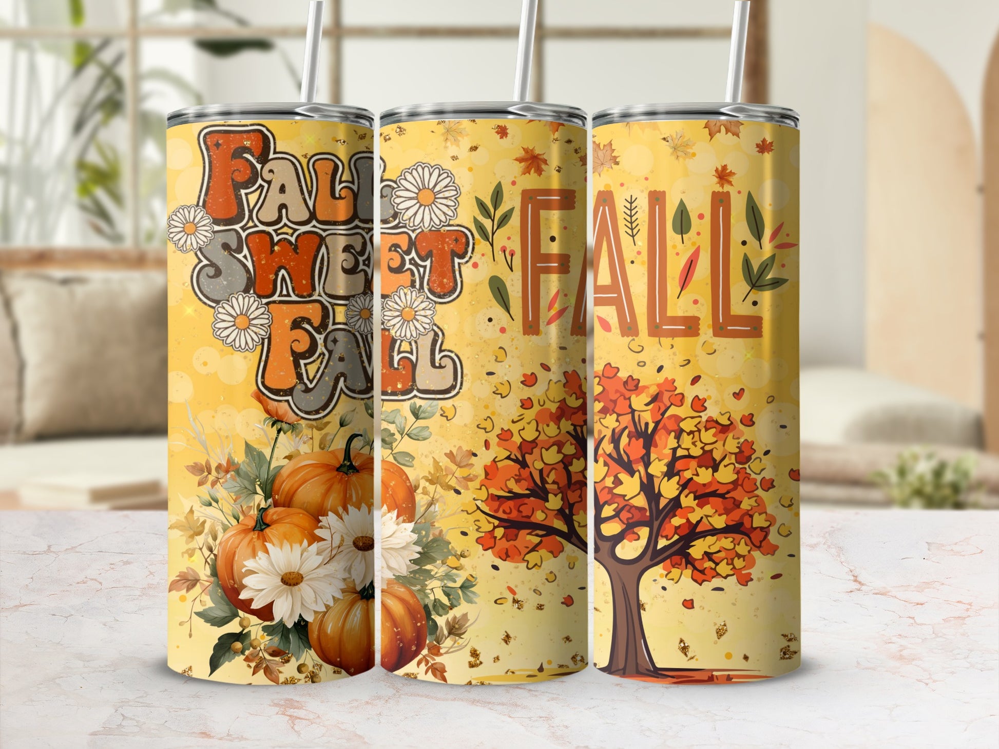 Fall Sweet Fall Autumn Pumpkin Tree Design Tumbler