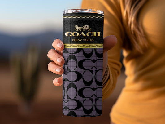 COACH New York Patterned Tumbler with Chain Design