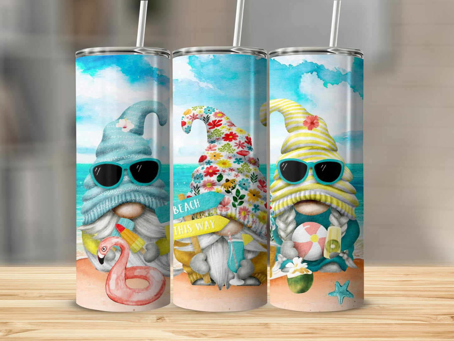 Playful Beach Gnome Vibes Stainless Steel Tumbler