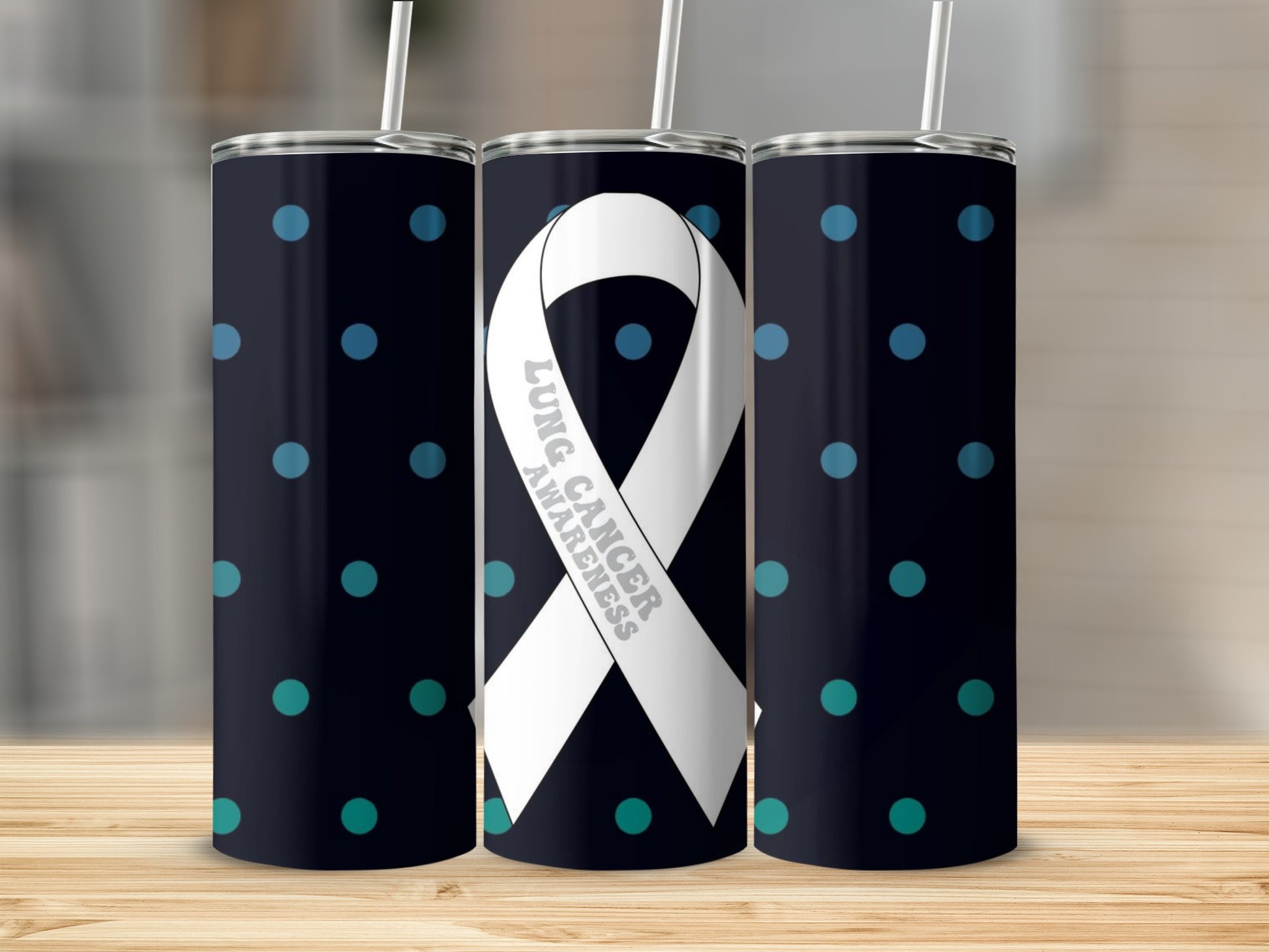 Lung Cancer Awareness Polka Dot Tumbler