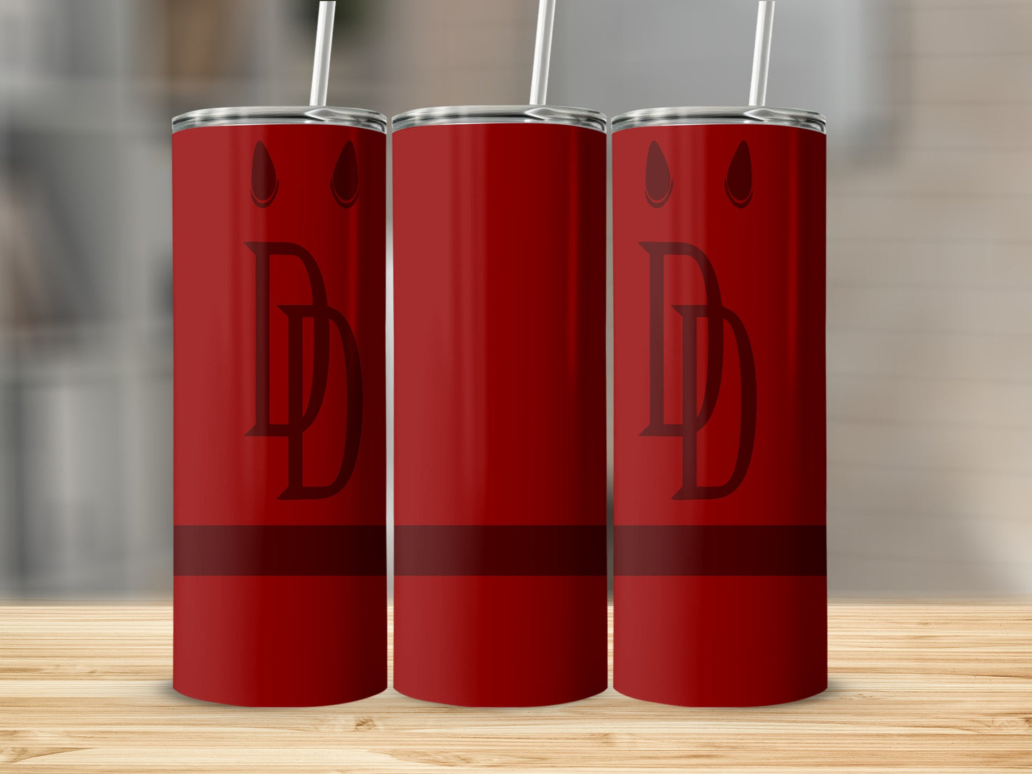 Daredevil Design in Crimson Red Style on Your Drink Tumblers