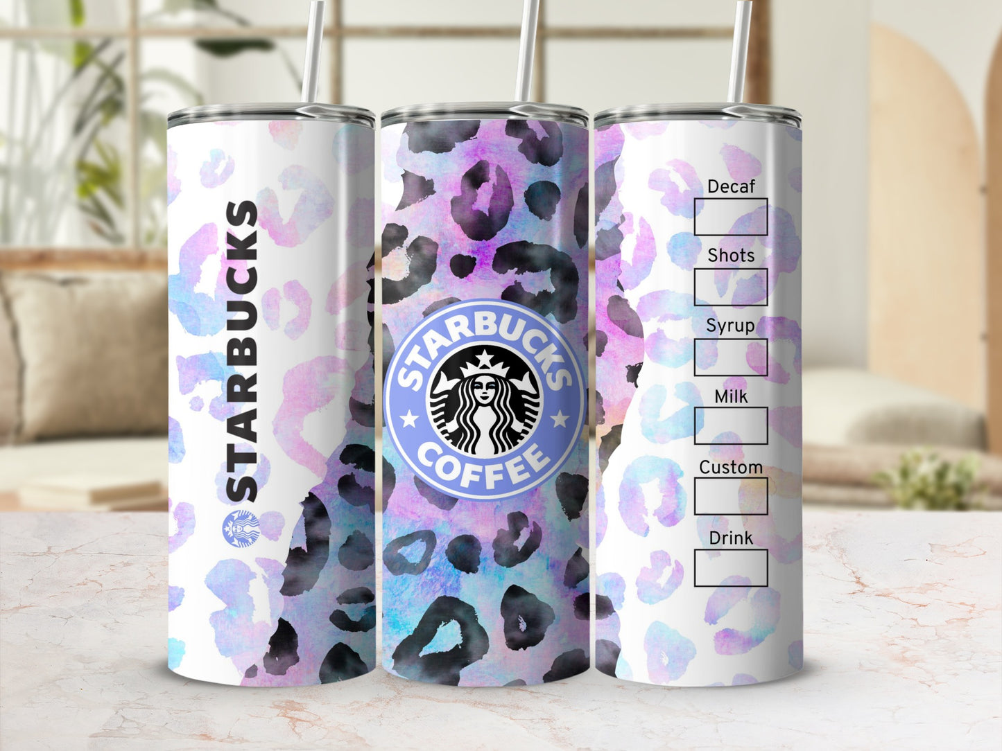 Customizable Starbucks Coffee Leopard Print Tumbler