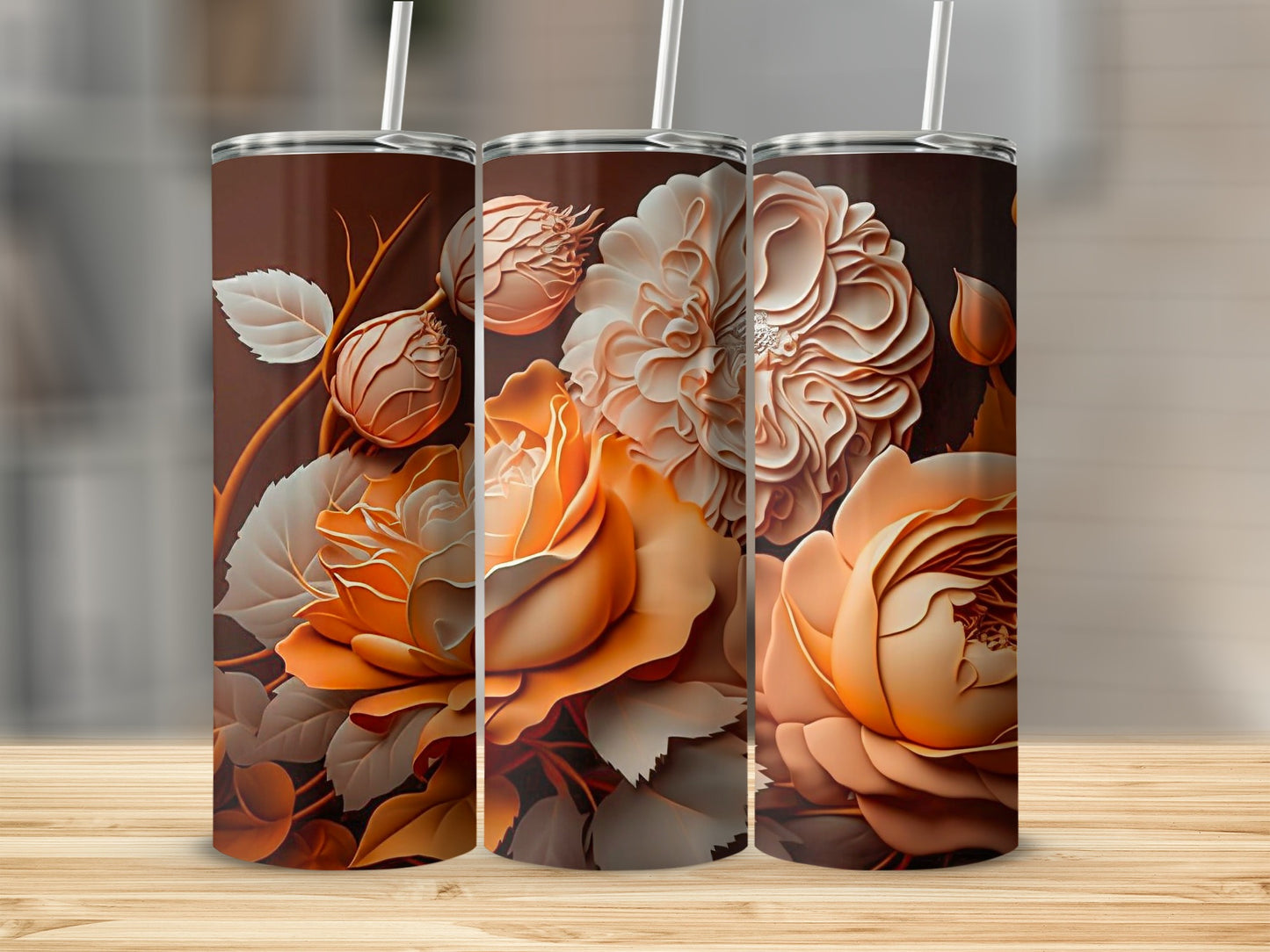 Elegant Floral Pattern Tumbler for Stylish Drinking