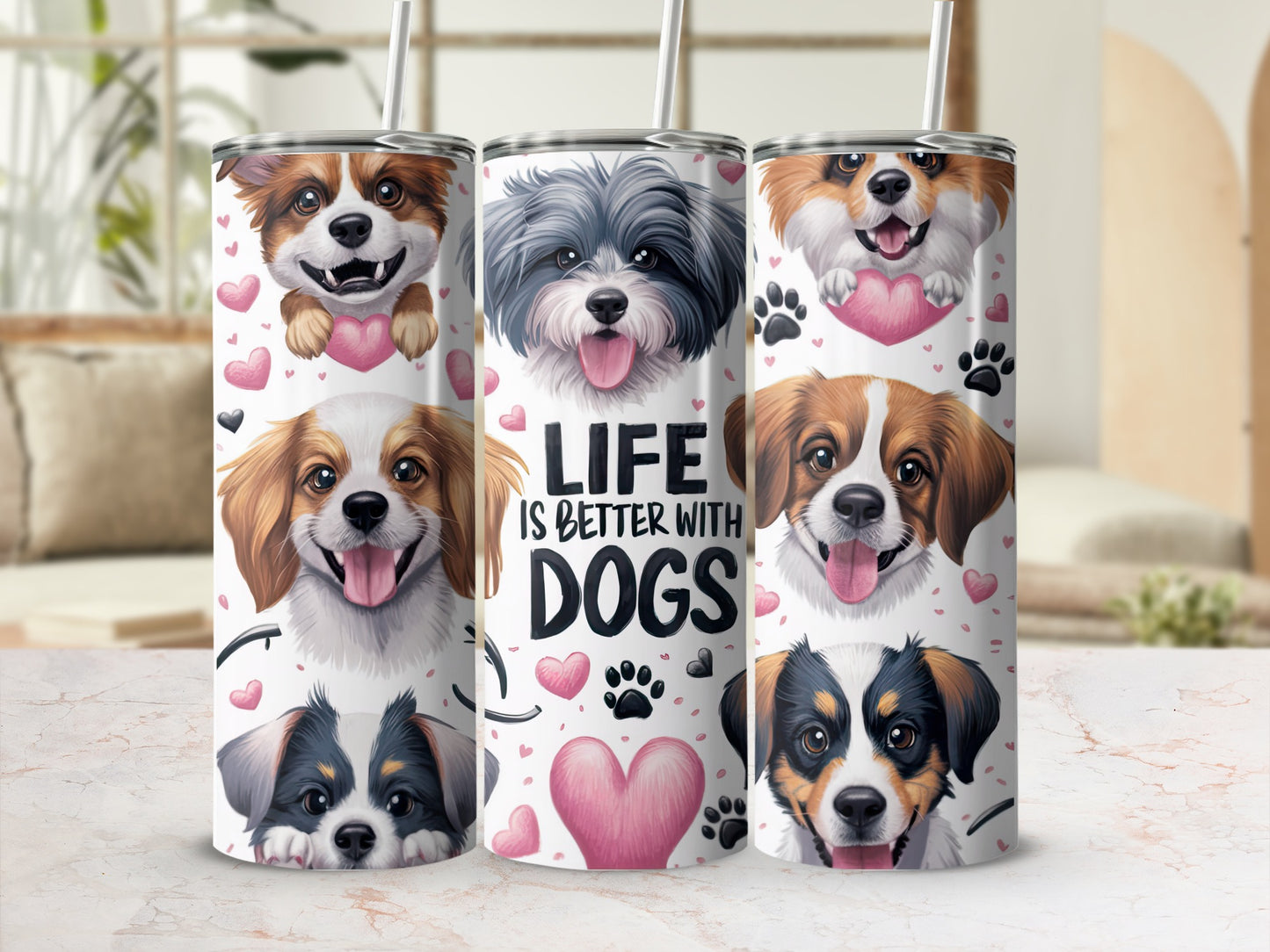 Cute Dog Faces Hearts Life Is Better With Dogs product type
