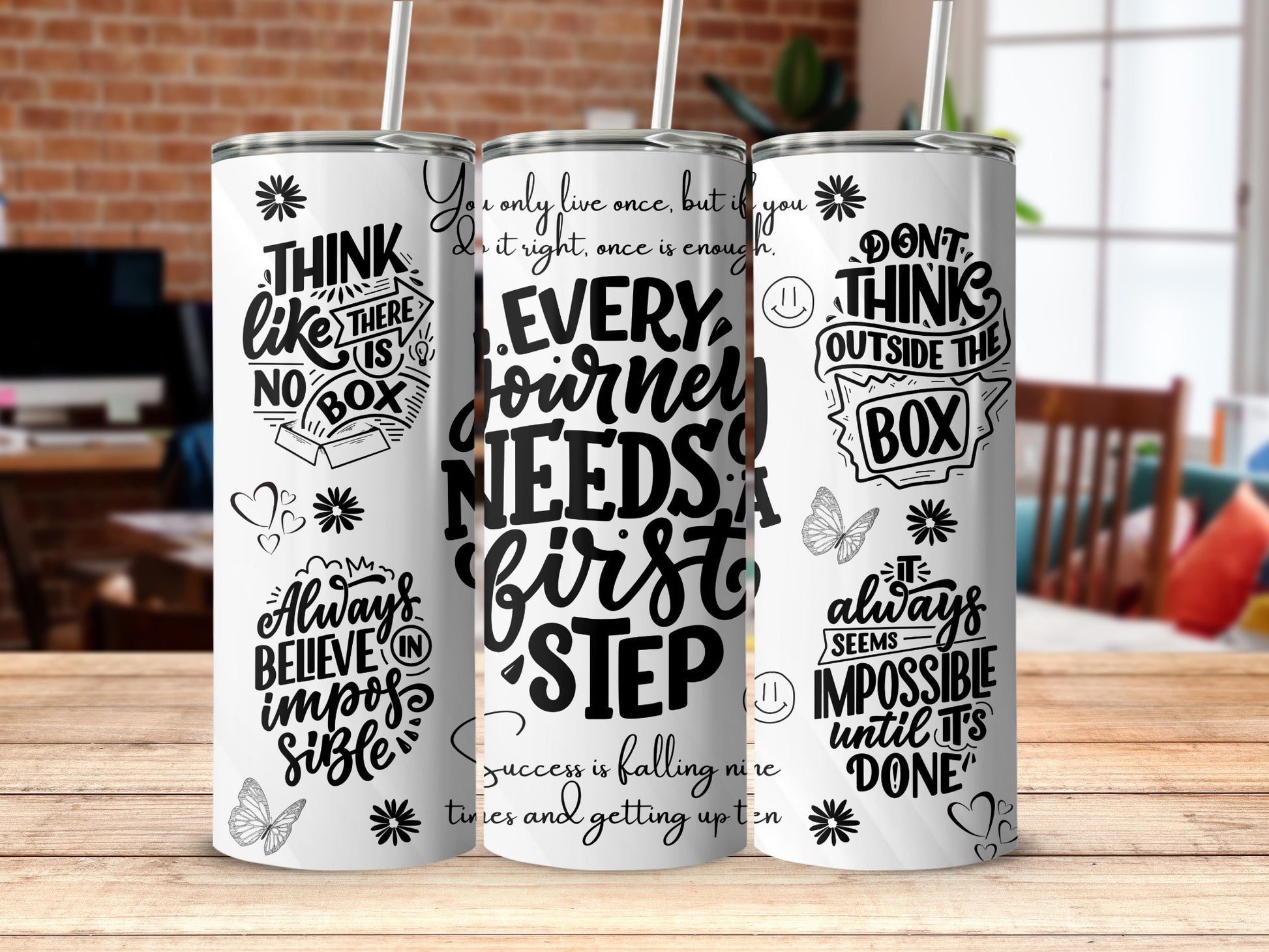 Inspirational Quotes Tall Tumbler Cup Motivational Design