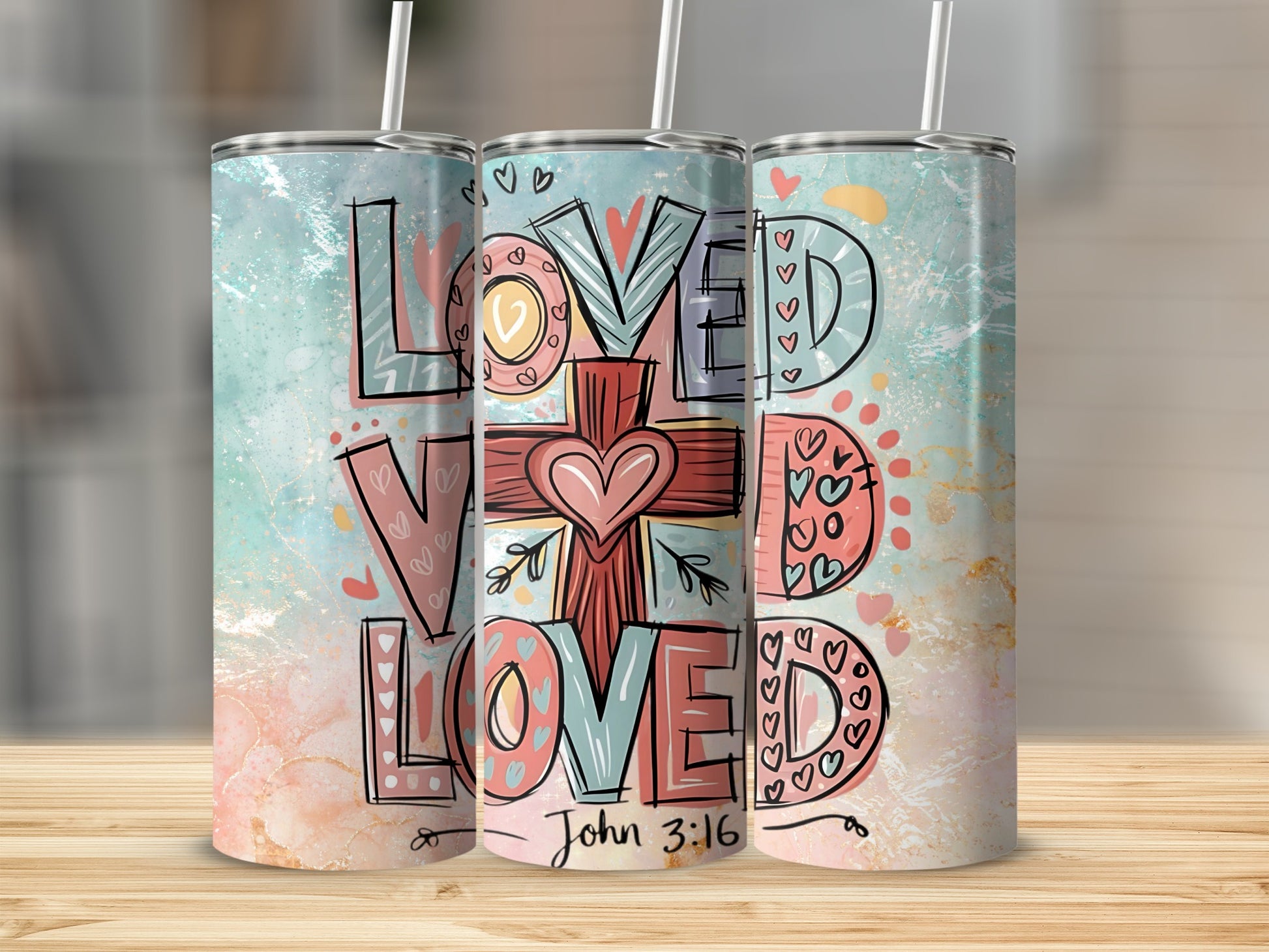 Loved John 3:16 Colorful Inspirational Tumbler