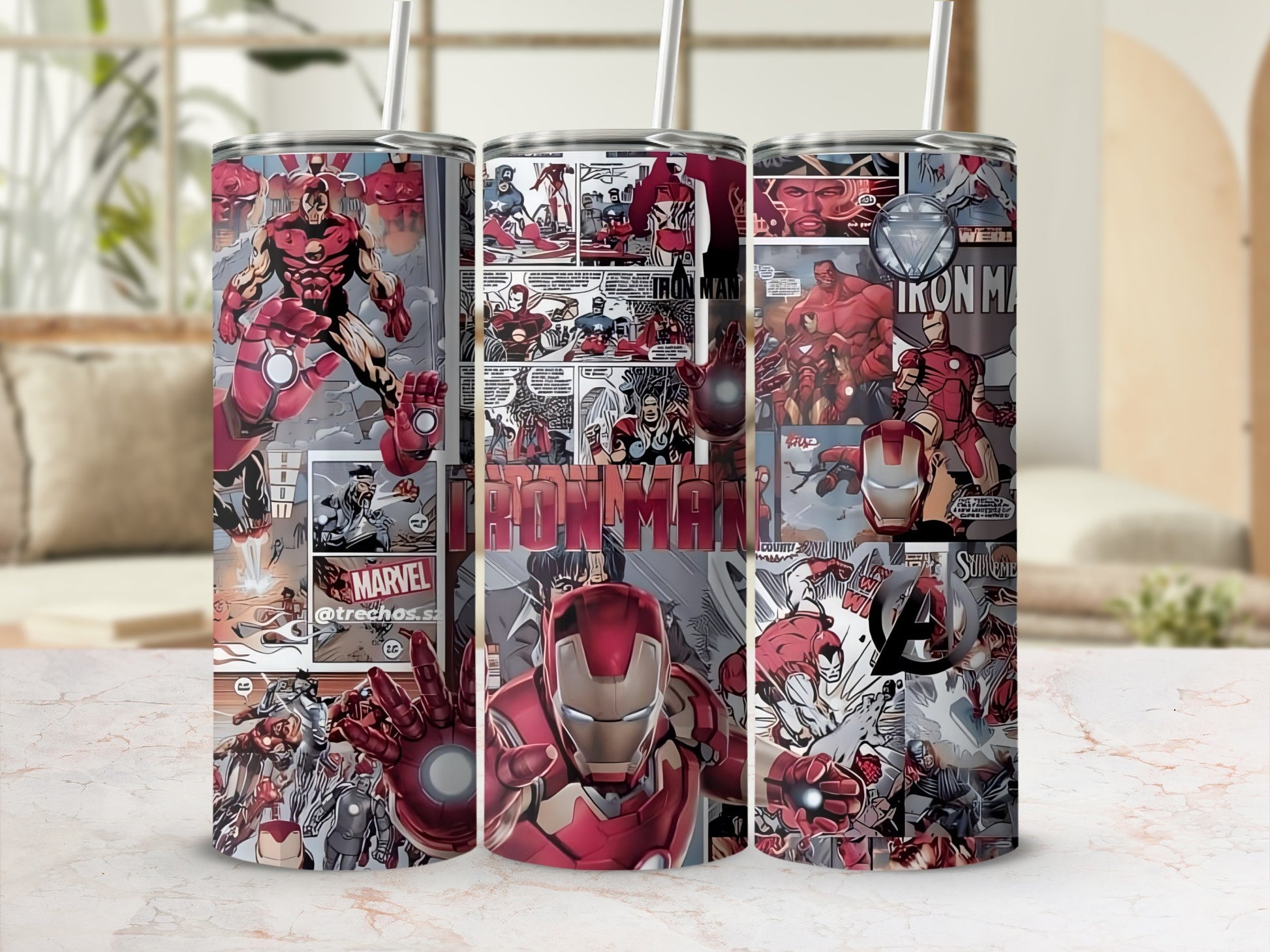 Iron Man Marvel Avengers Comic Book Art Tumbler