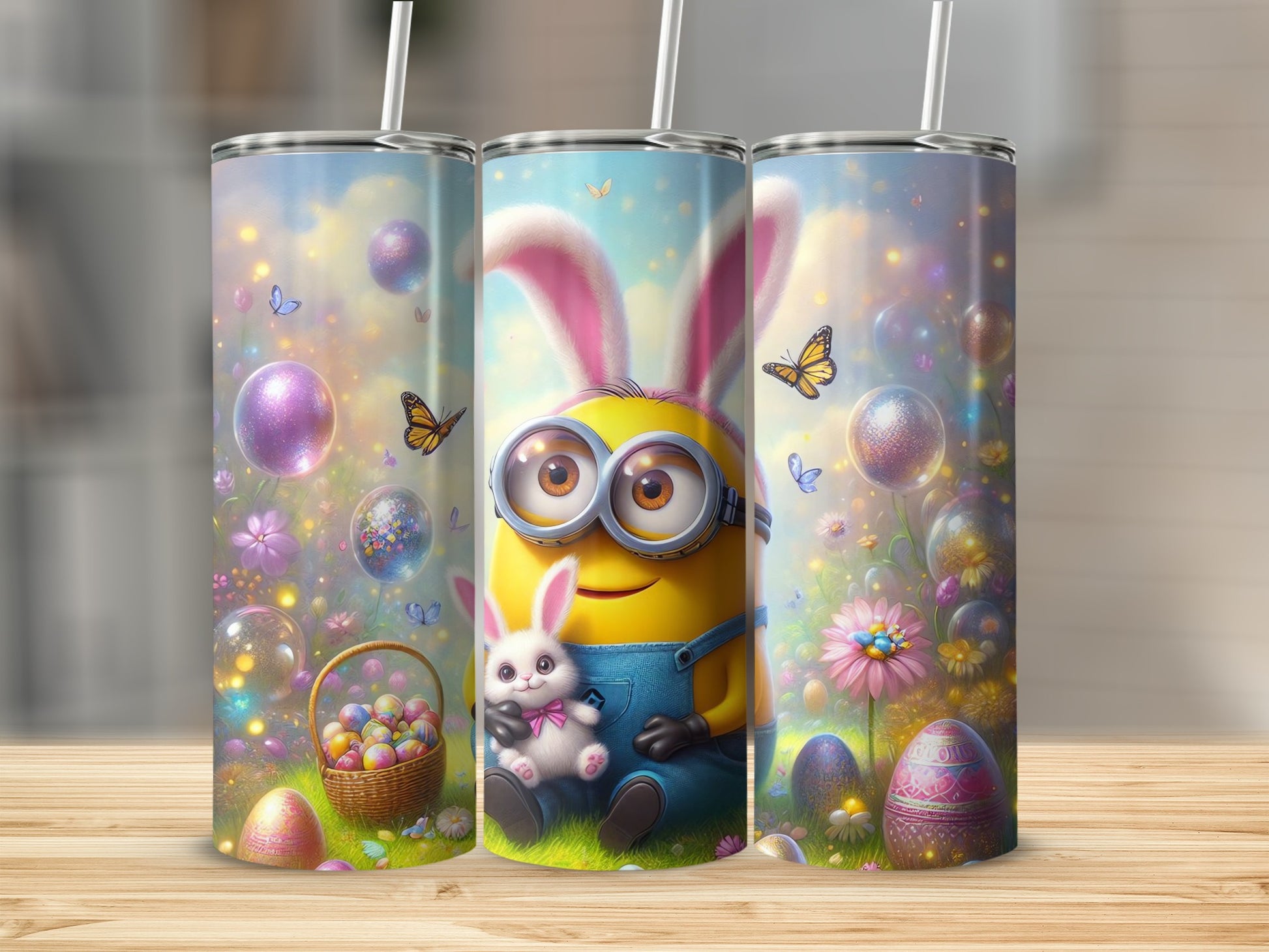 Minion Bunny Ears Easter Cute Rabbit Colorful Eggs Garden Tumbler product type