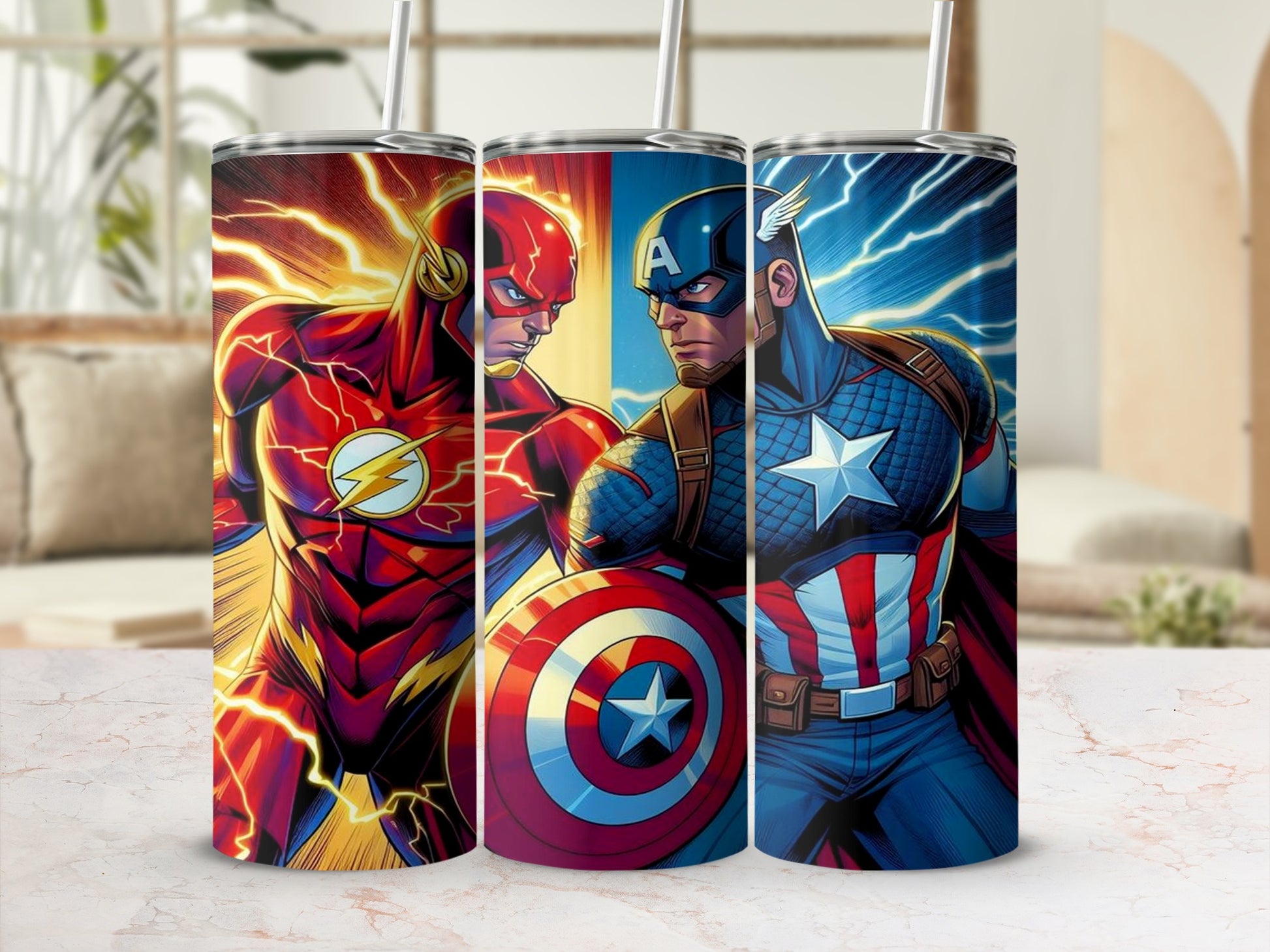 Flash Captain America Graphic Insulated Tumbler Set