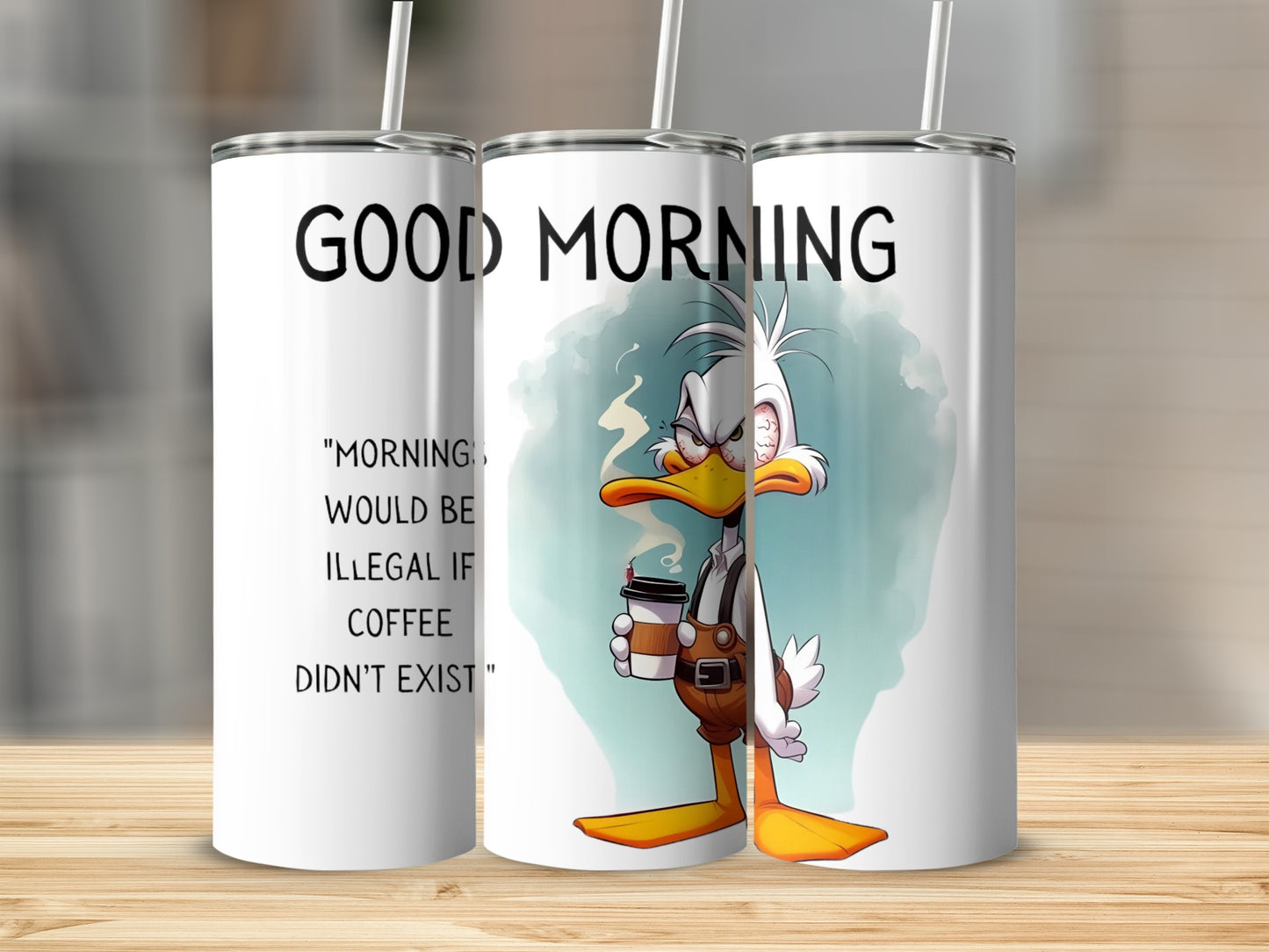 Good Morning Cartoon Coffee Lover Design Tumbler