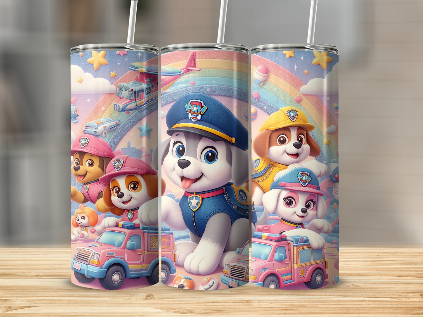 Colorful Kids Cartoon Characters Drinking Tumbler