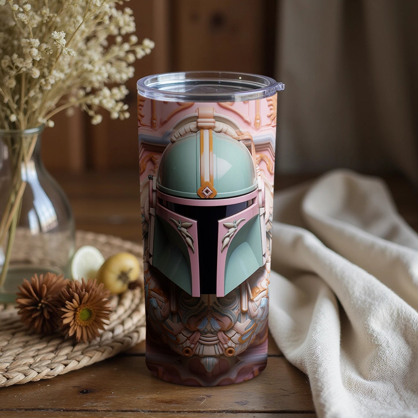 Elegant and Intricate Mandalorian Tumbler for Fans