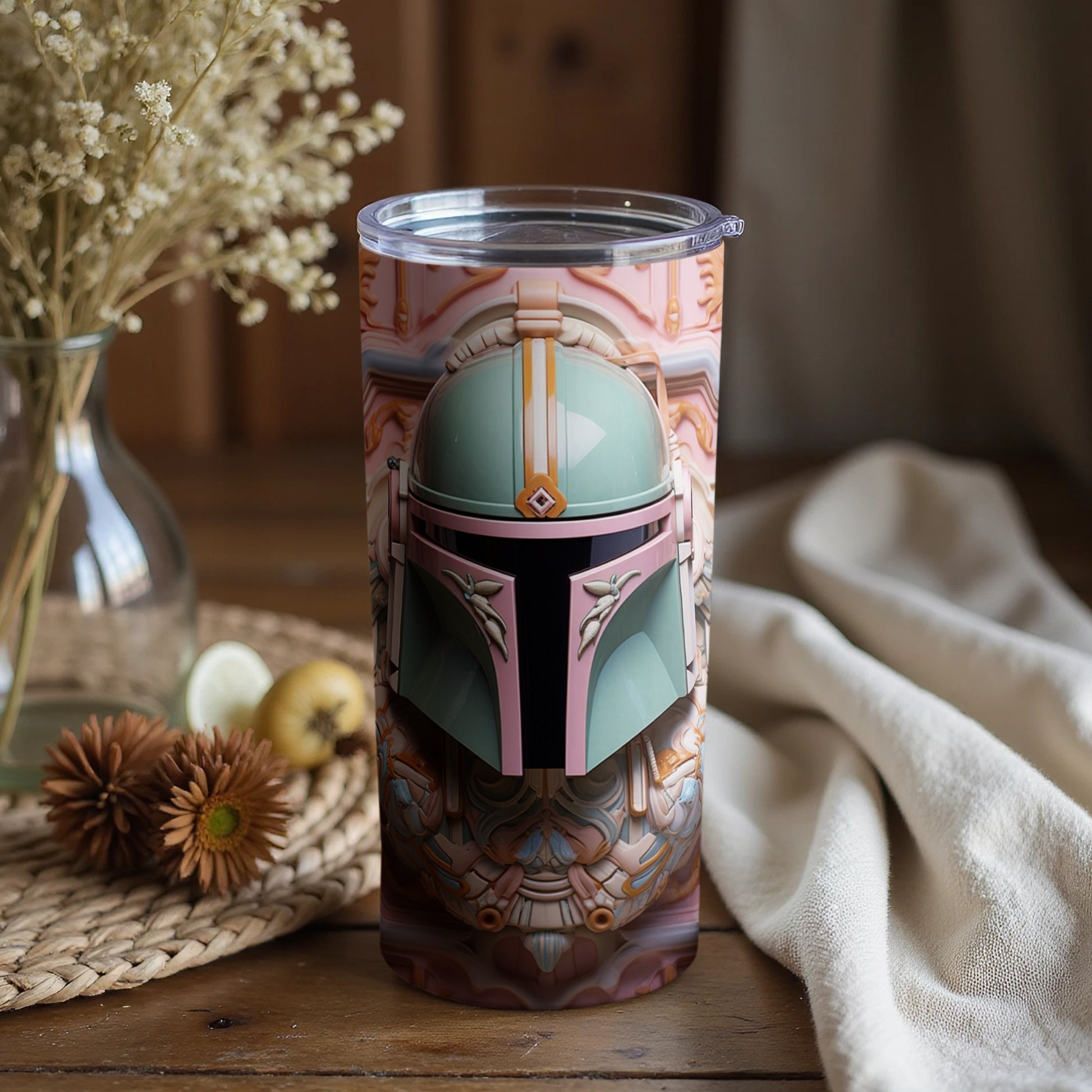 Elegant and Intricate Mandalorian Tumbler for Fans