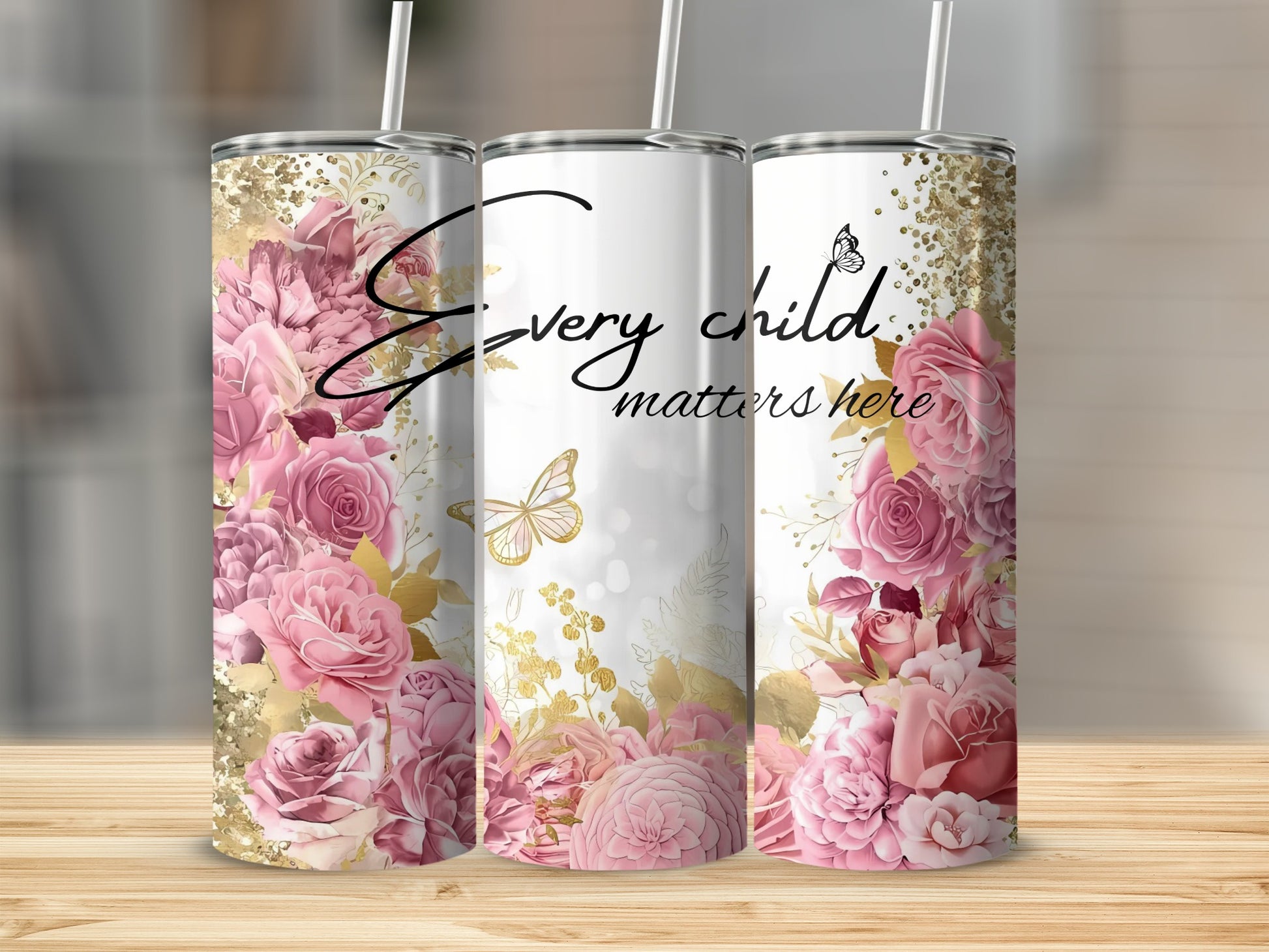 Every child matters here floral tumbler