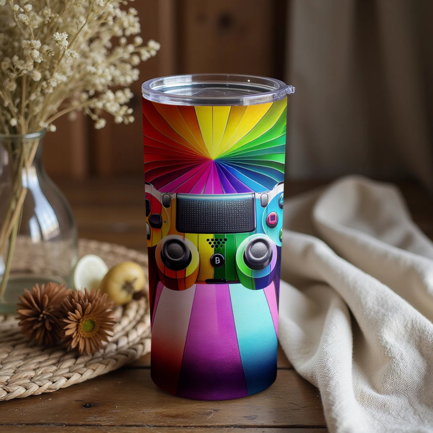 Colorful Rainbow Camera Design Tumbler
