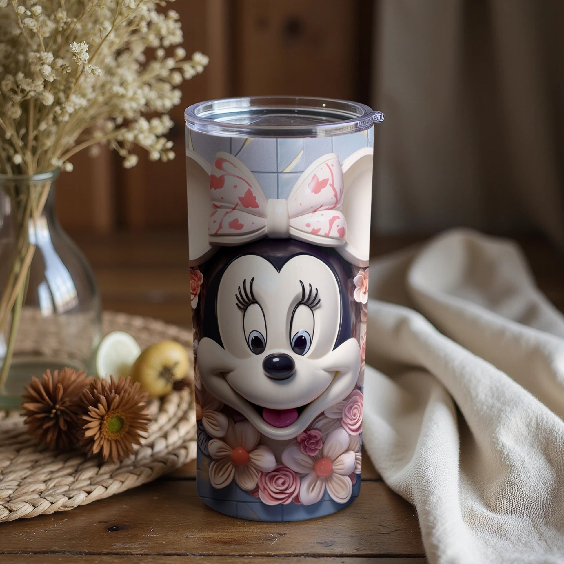 Cute Minnie Mouse Floral Travel Tumbler Product