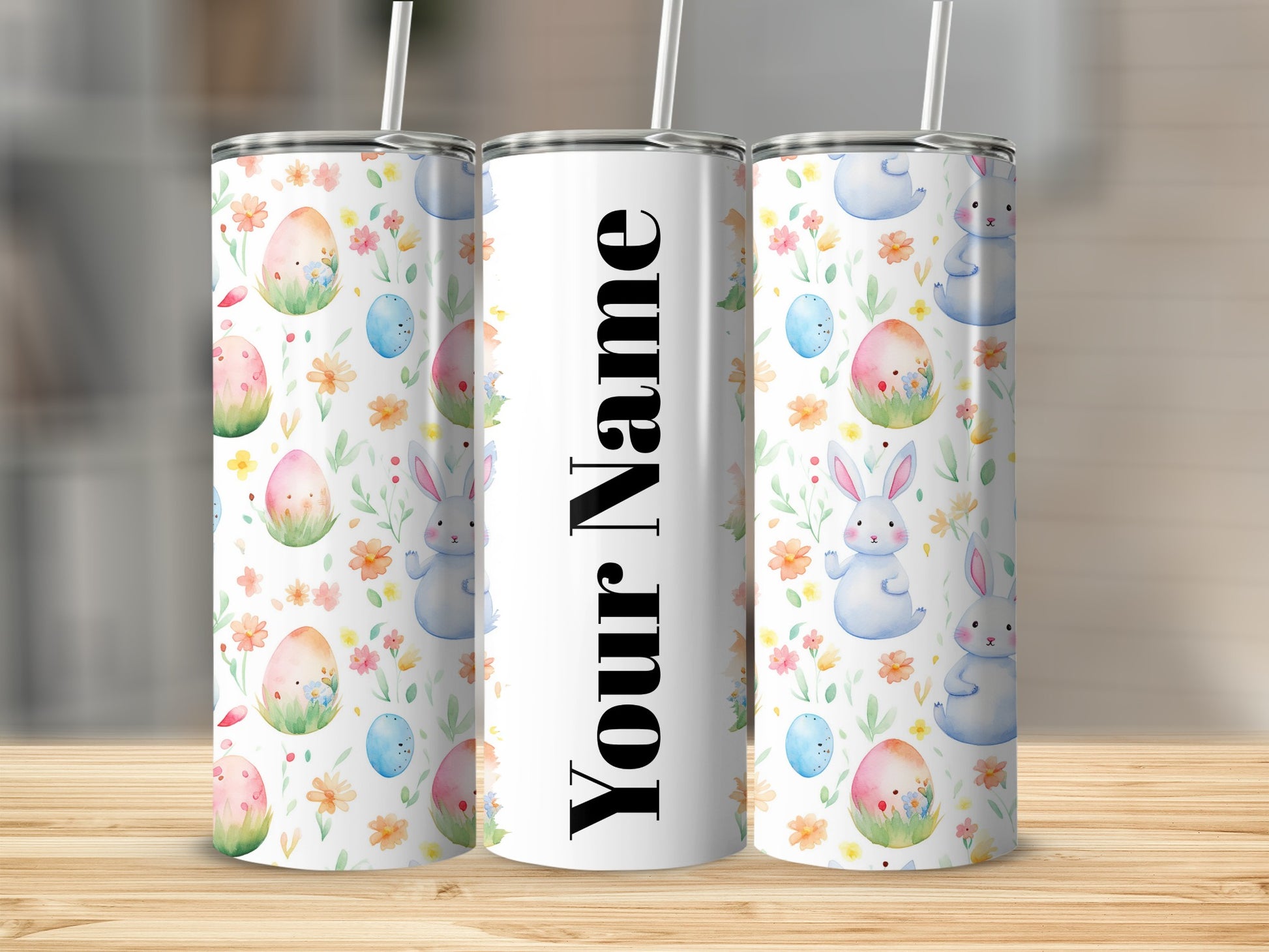 Personalized Easter Eggs and Bunnies Insulated Tumbler