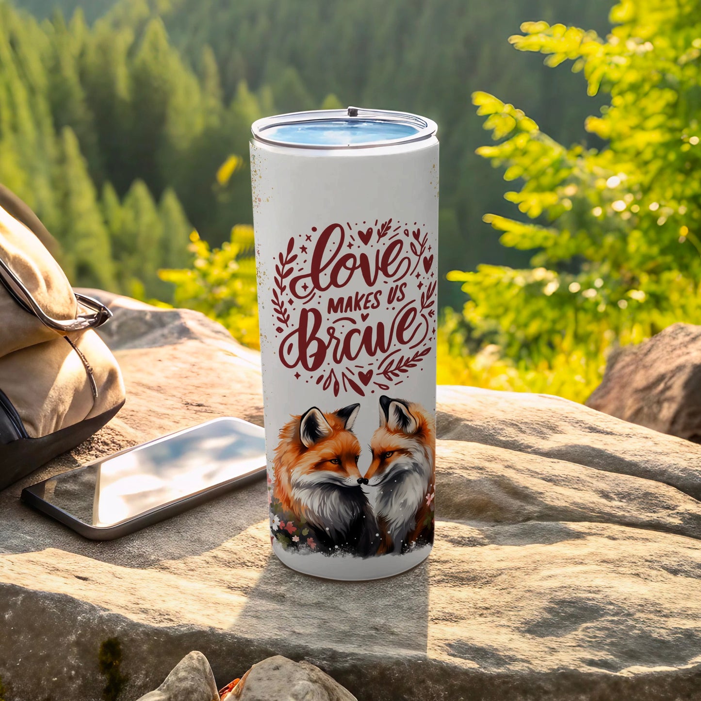 Love Makes Us Brave Fox Themed Travel Mug